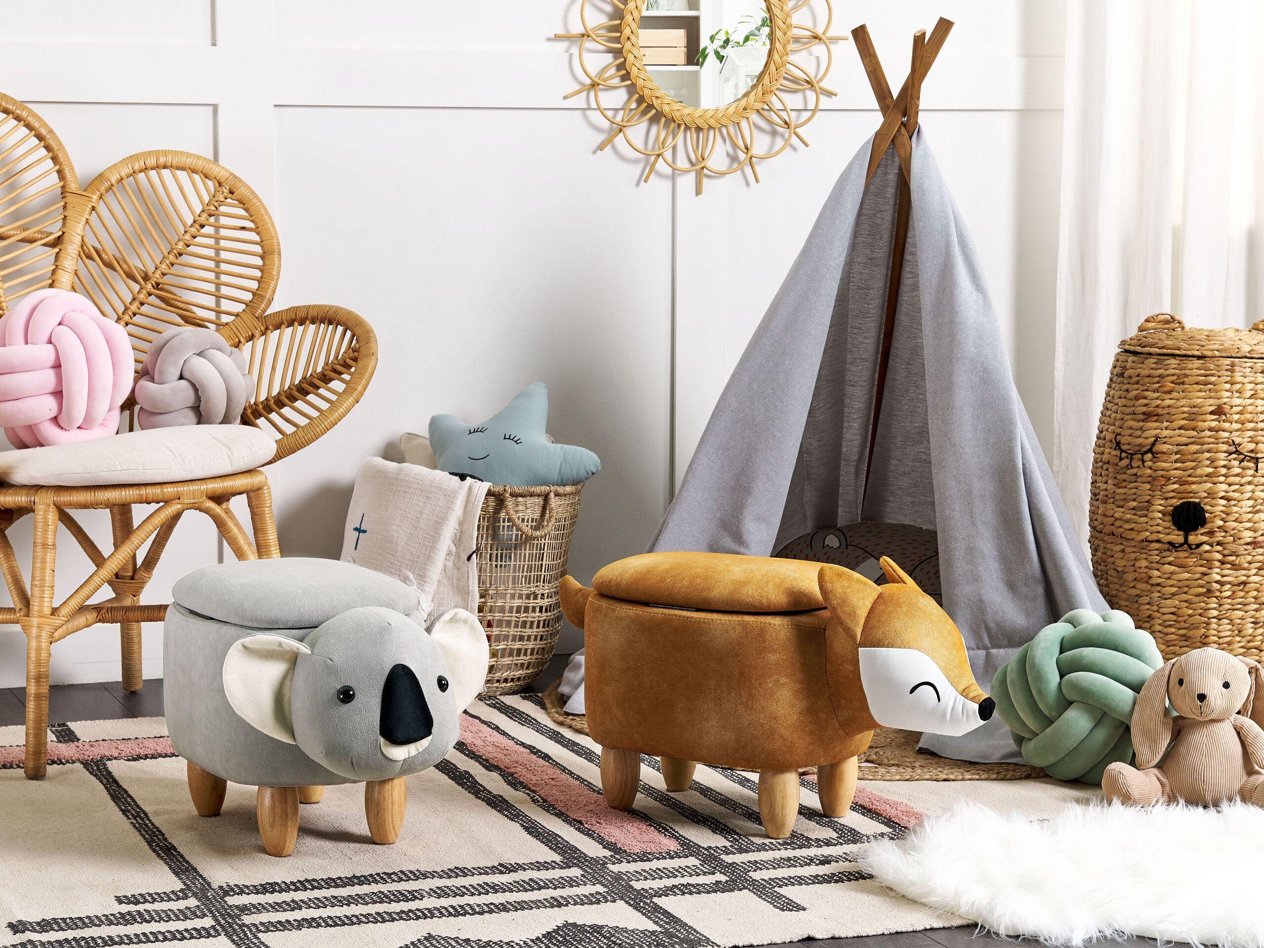 Beliani Tierhocker mit Stauraum aus Samtstoff Modern COALA