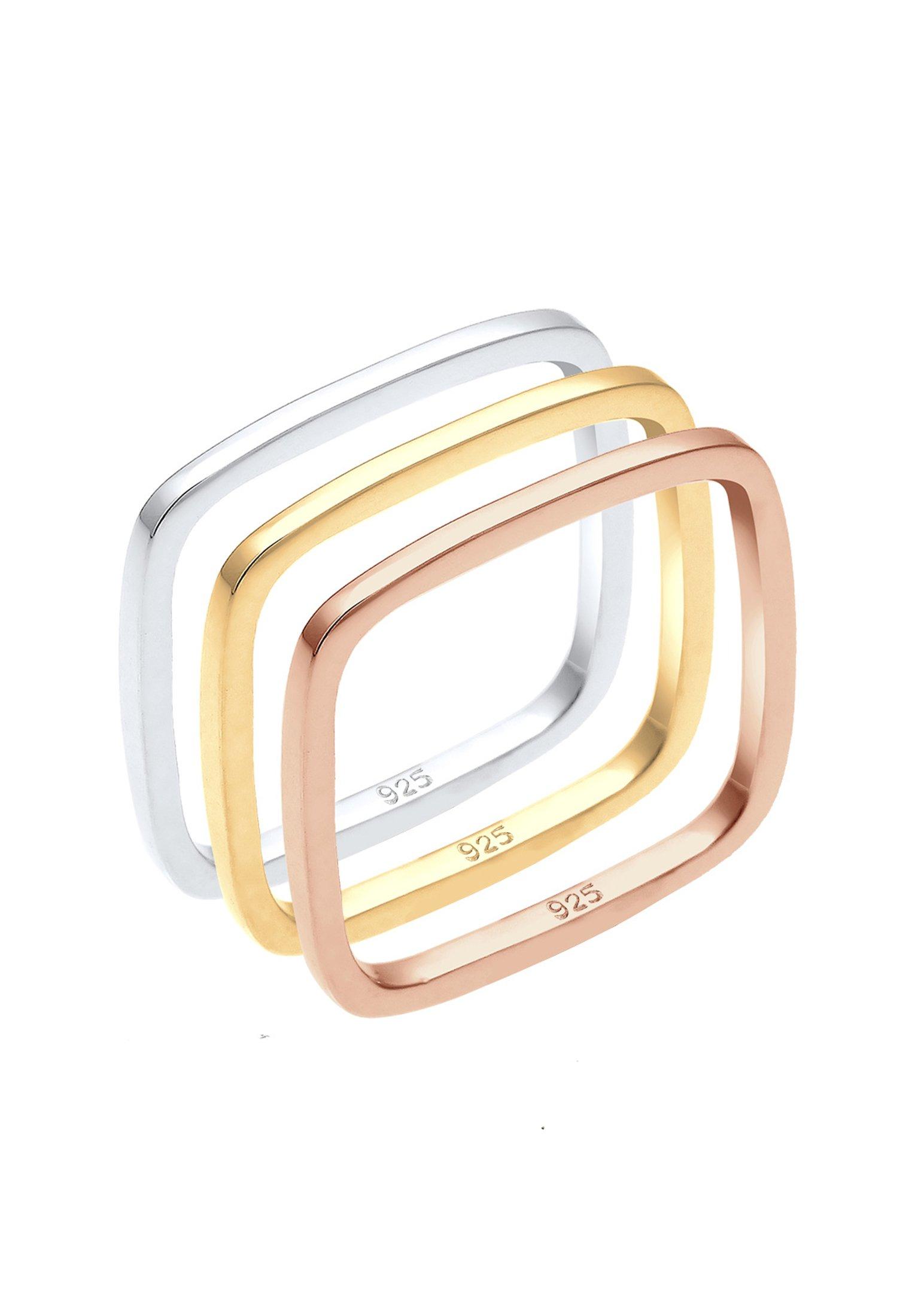Elli Ring Tri-Color Statement Vierecks-Ringset