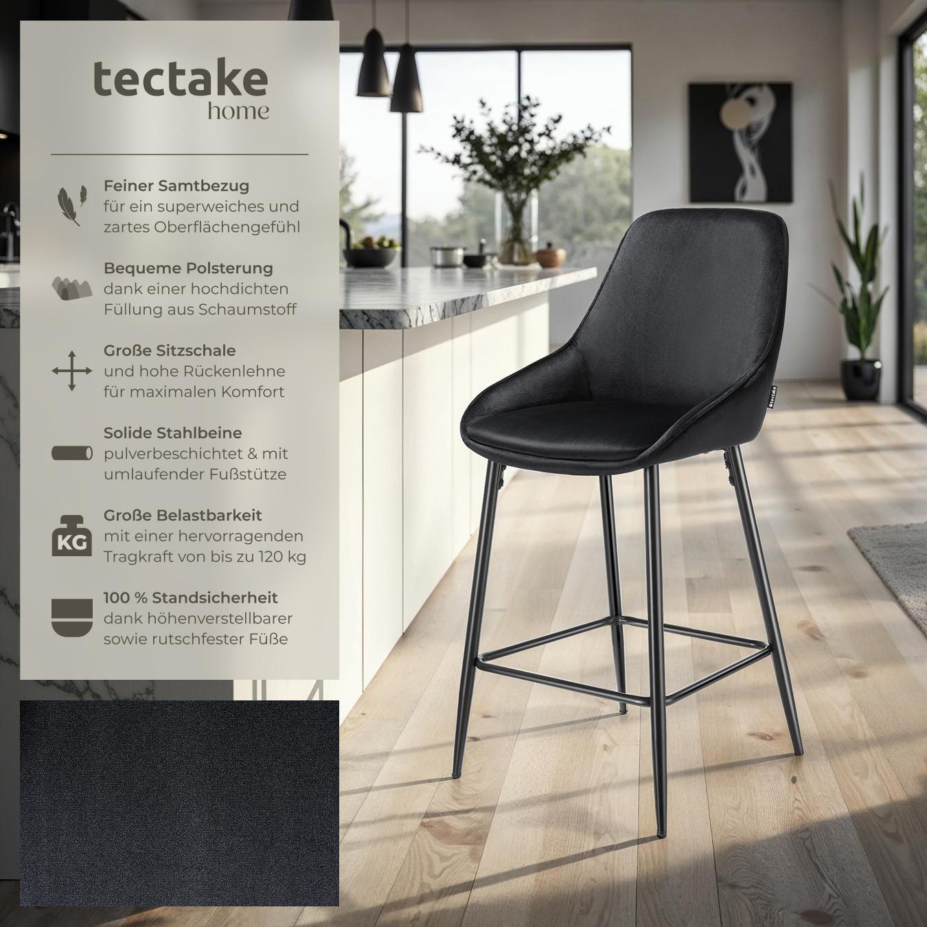 Tectake Thekenstuhl Siera mit Rückenlehne 2er Set