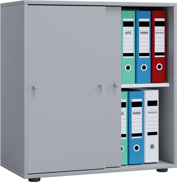 VCM Büroschrank mit 2 Fächern | moderner Aktenschrank mit Schiebetüren | Maße ca. B. 70 x H. 73 x T. 37 cm – Lona 2-Fach
