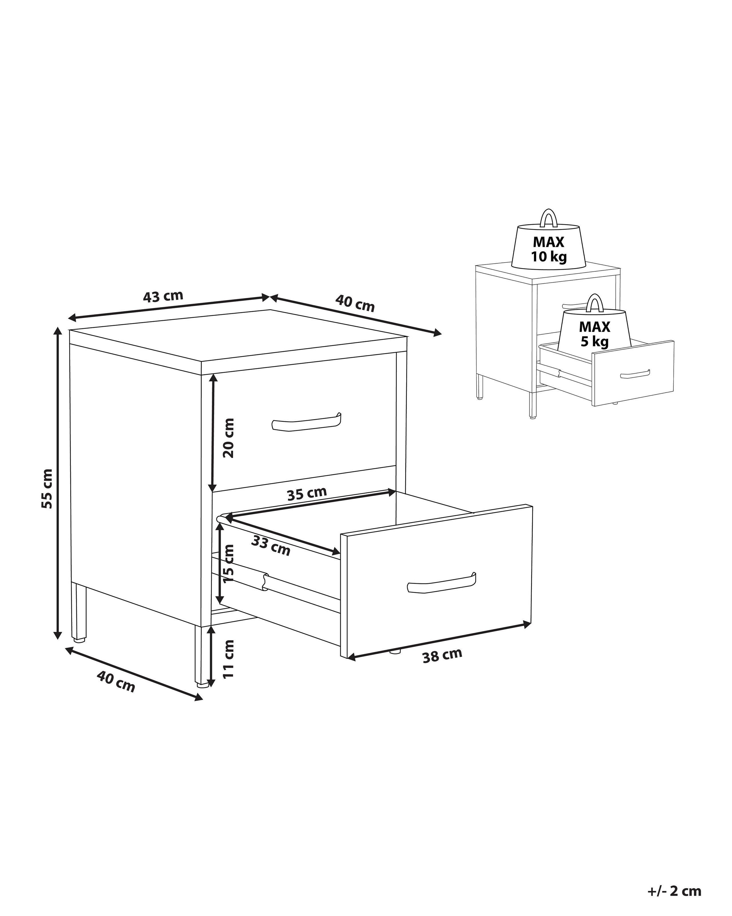 Beliani Nachttisch mit 2 Schubladen aus Stahl Modern MALAVI