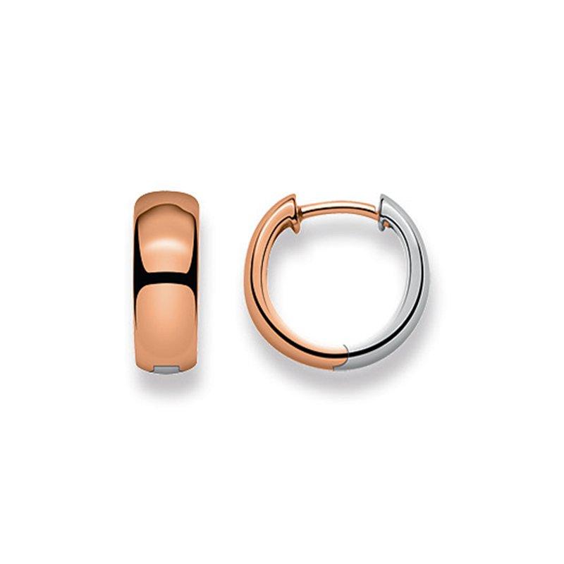 MUAU Schmuck Scharnier-Creolen Bicolor Rot-/Weissgold 750, 14mm