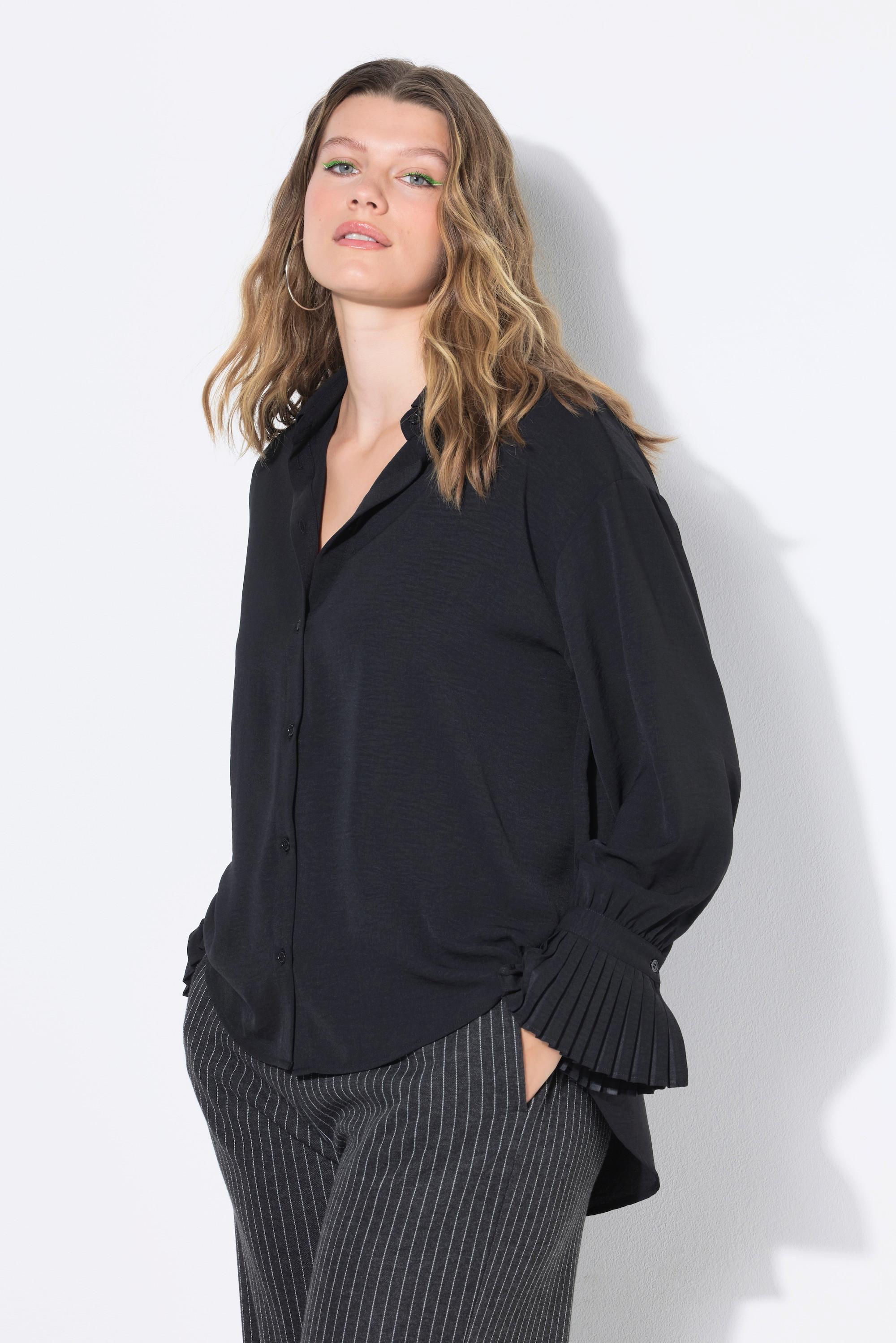 Studio Untold Hemdbluse, oversized, Krepp, Plissee-Manschetten