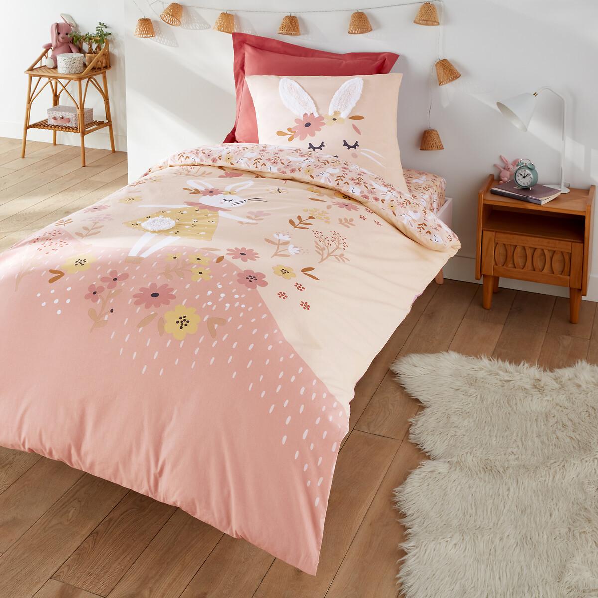 La Redoute Intérieurs Duvetbezug Lapin fleuri aus Bio-Baumwolle