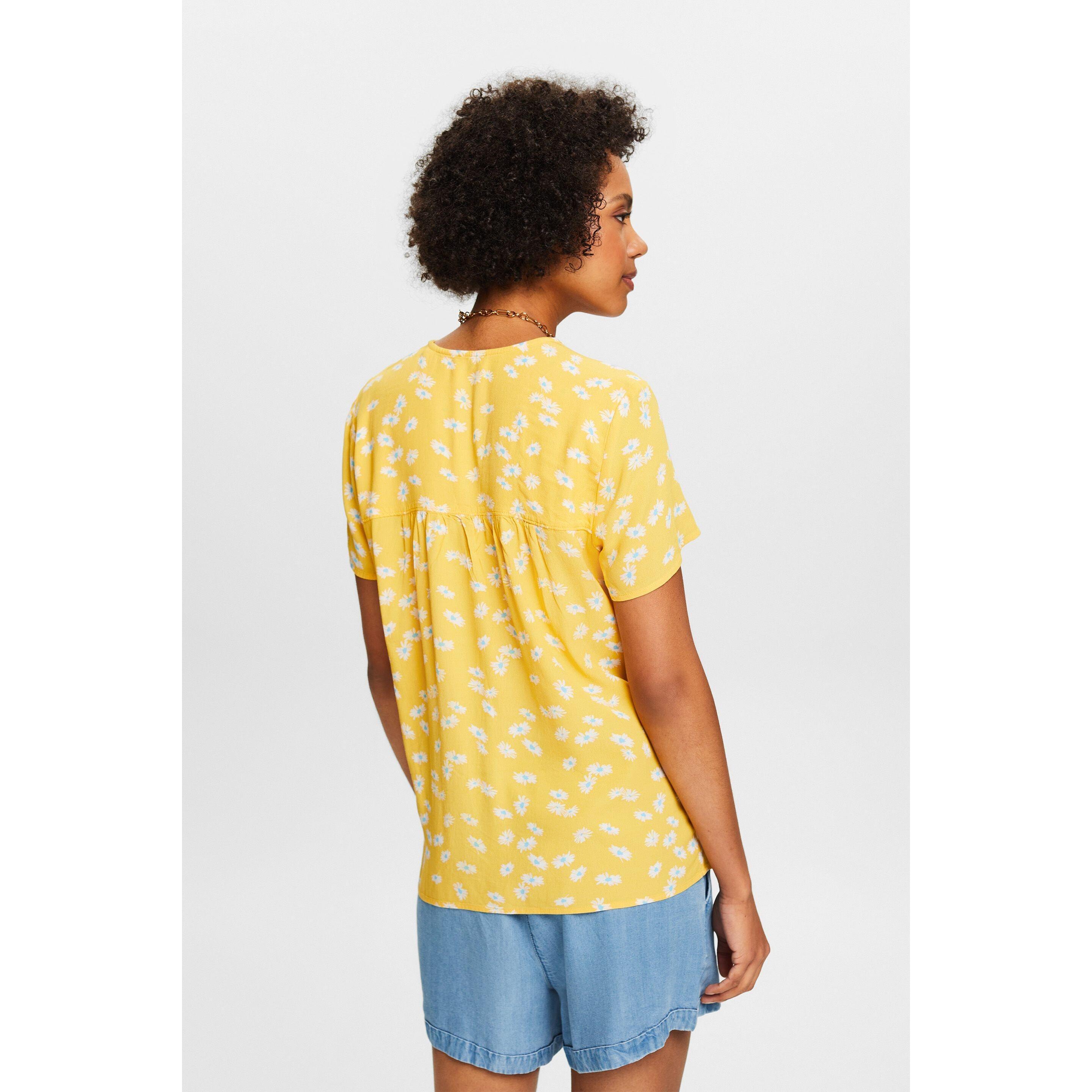 ESPRIT Allover Print V-Ausschnitt Kurzarm Bluse