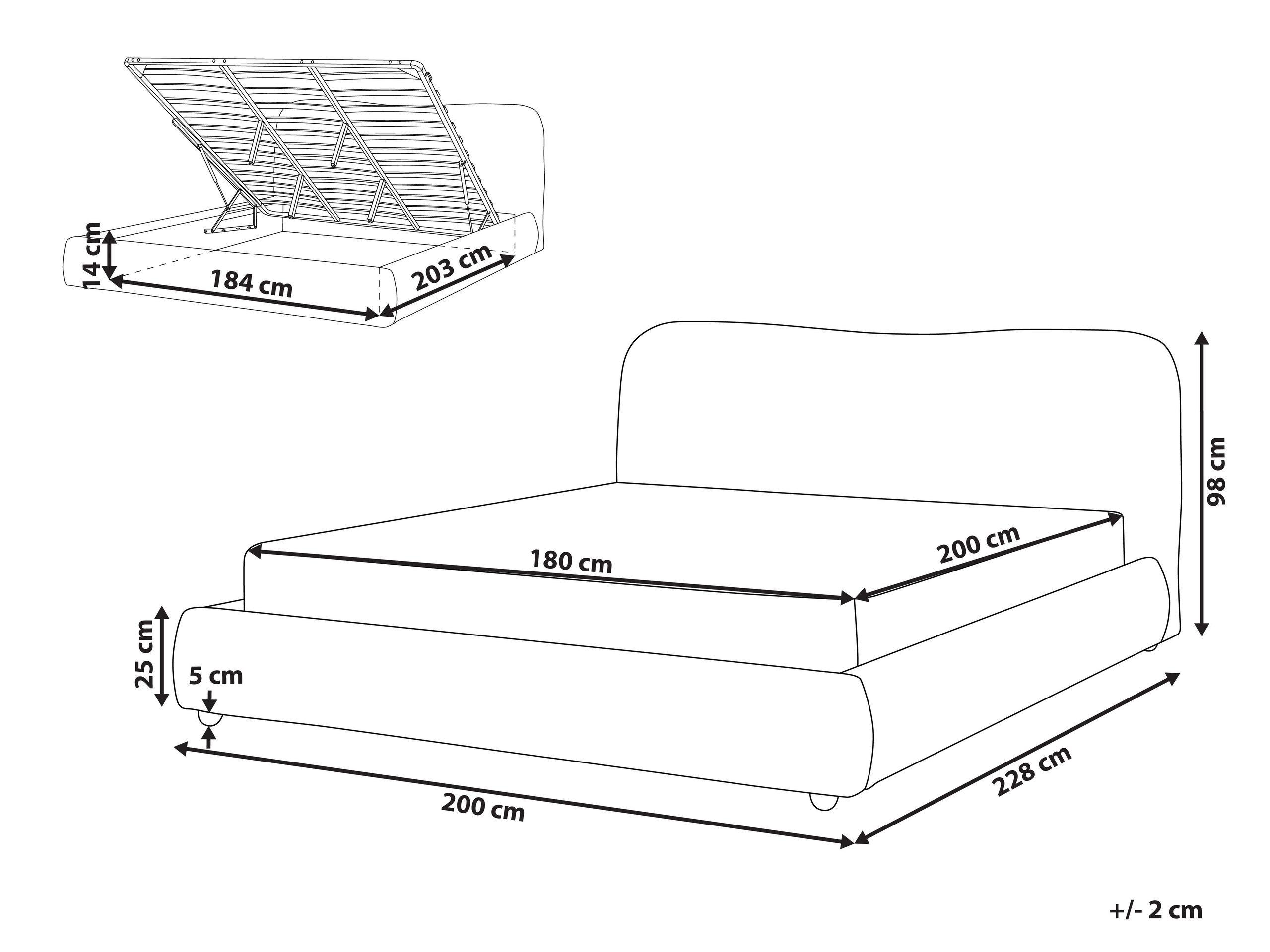 Beliani Bett mit Stauraum aus Polyester Modern BLAGNAC