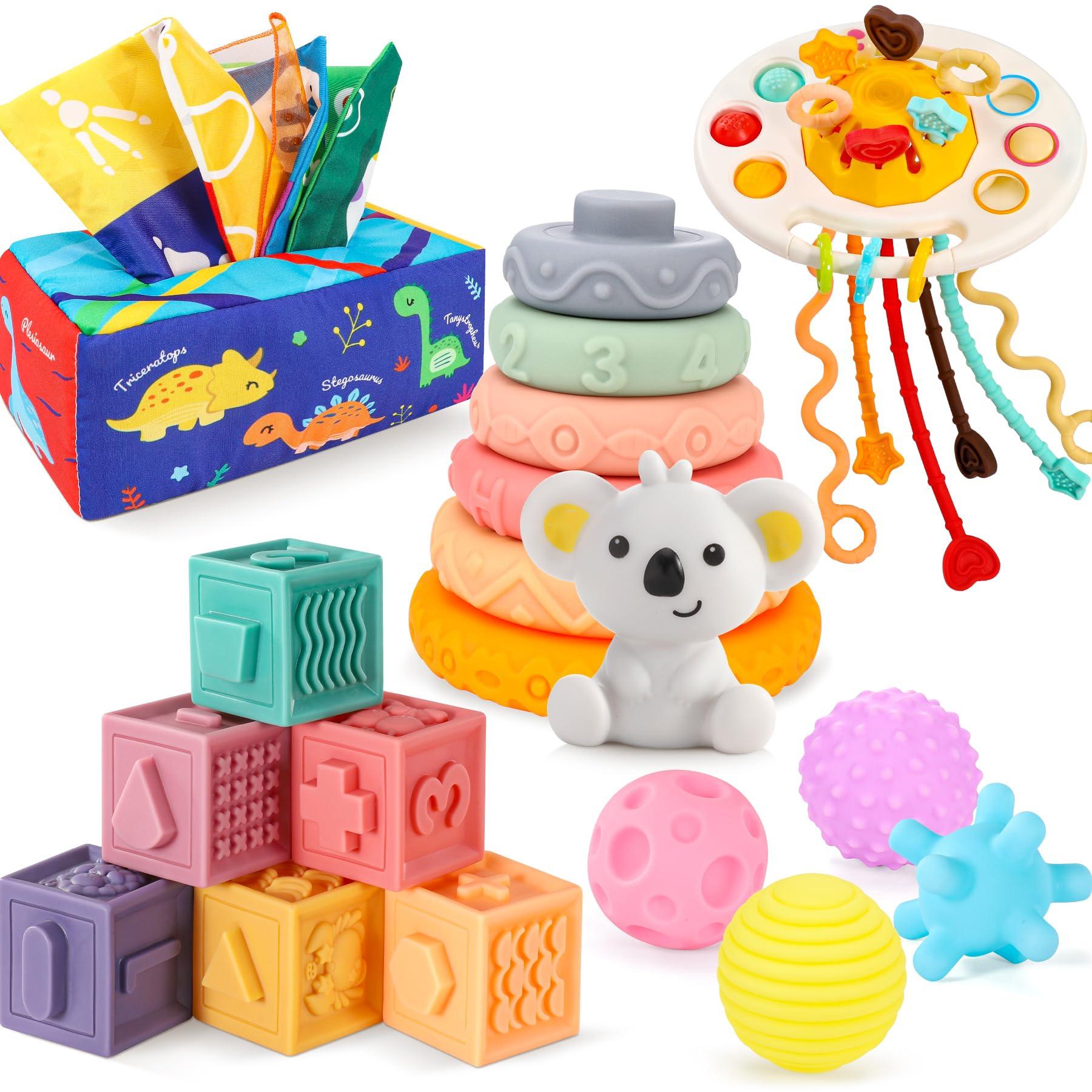 Activity-board Babyspielzeug, 5er Set Babyspielzeug, Babyspielzeug Motorikspielzeug | Baby Türbox | Baby Stapelturm | Greifball für Babys