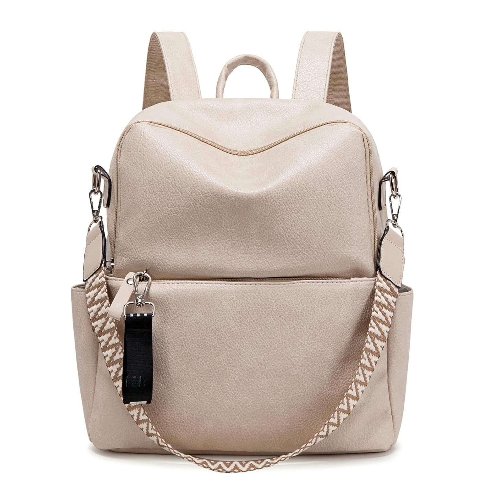 Only-bags.store Rucksack Klein - 2 in 1 Rucksacktasche Leder PU Umhängetasche Schulrucksack Wasserdichter Lederrucksack Diebstahlsicherer Tagesrucksack für unterwegs