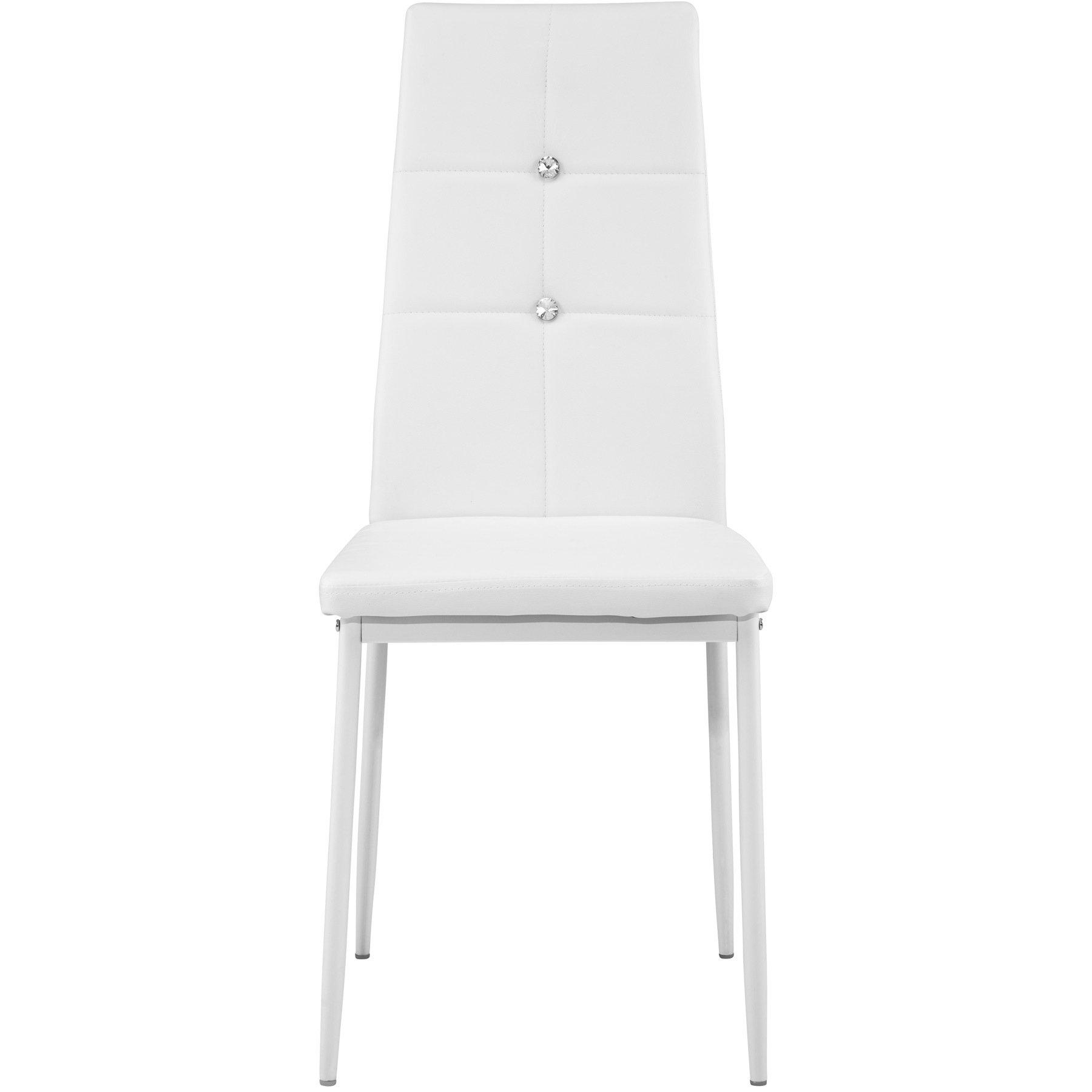 Tectake 4 Esszimmerstühle, Kunstleder mit Glitzersteinen