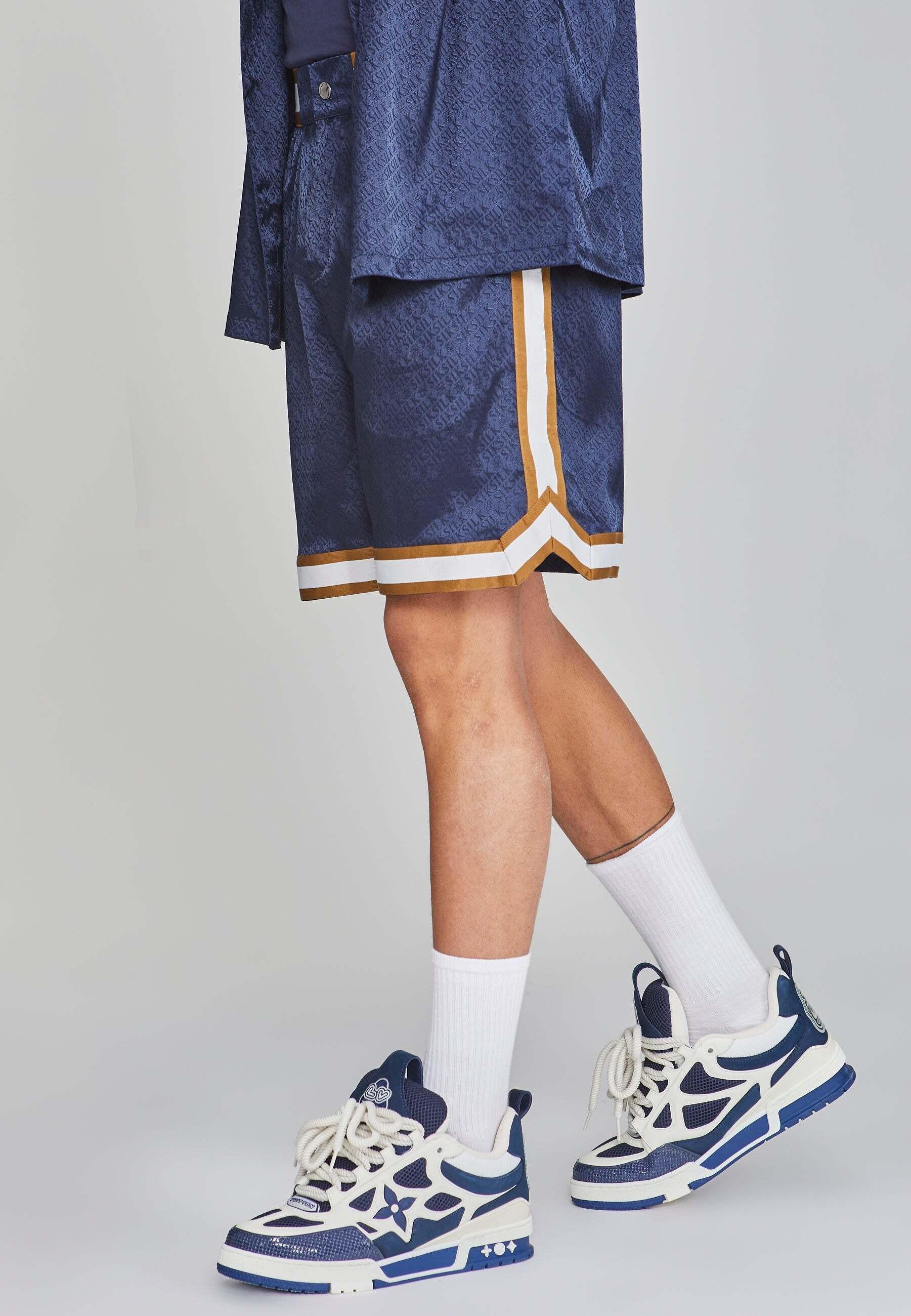 Sik Silk Resort Shorts in Navy mit Allover-Logoprint