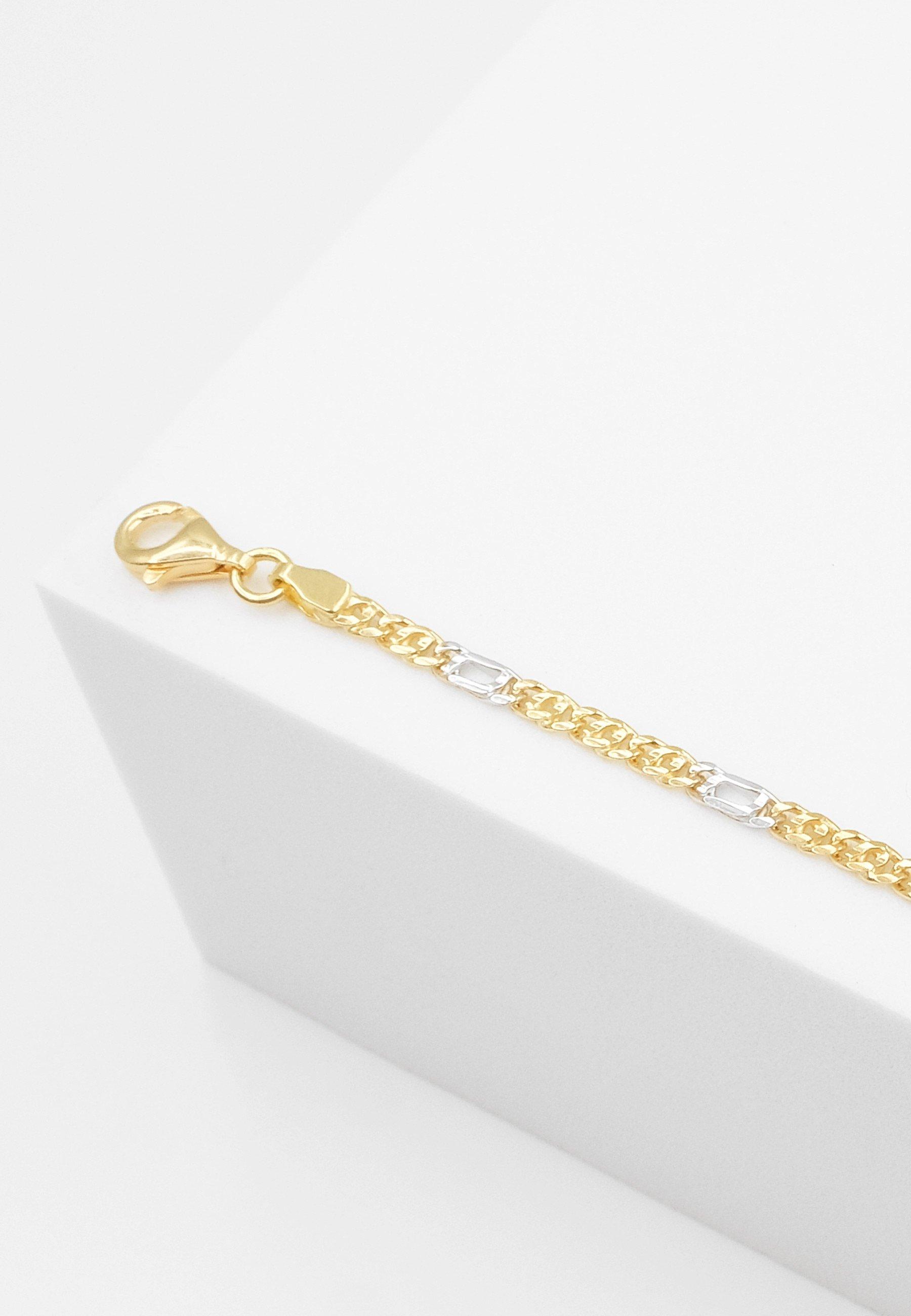 MUAU Schmuck ID-Bracelet oval Fantasie Bicolor Gelbgold-/Weissgold 750, 2.3mm, 14cm