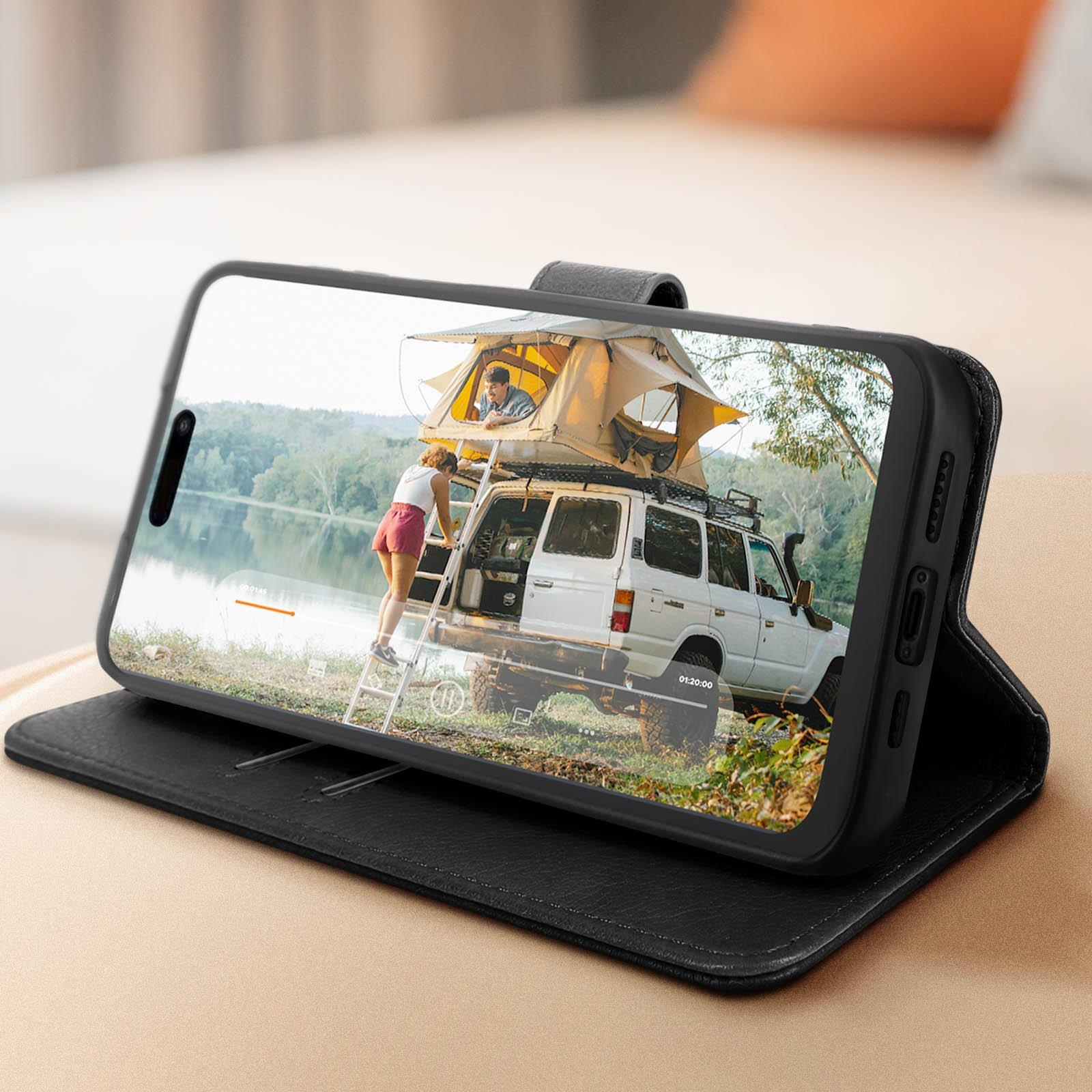 Avizar Klappetui Apple iPhone 15 Pro Schwarz