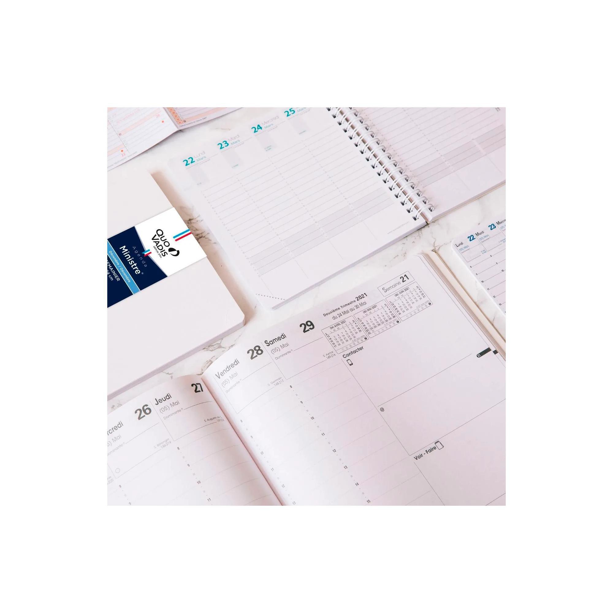 QUO-VADIS Quo Vadis - Einlagen Terminkalender - 2025 - Pre Prestige - Die Woche Planning - Französisch - Dez/Dez - 21x27 cm - Clairefontaine-Papier Elfenbein - Hergestellt in Frankreich