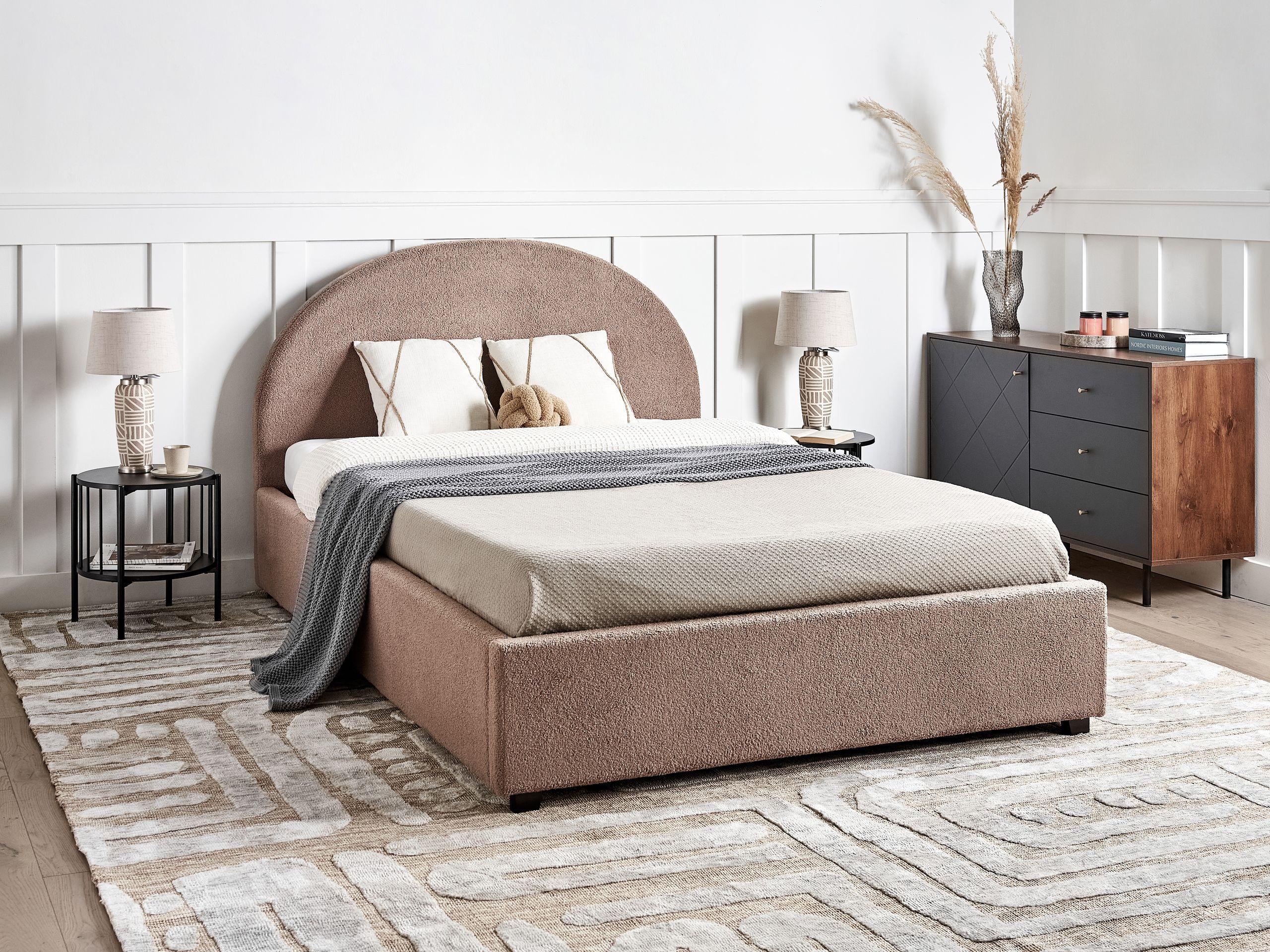 Beliani Bett mit Stauraum aus Bouclé Retro VAUCLUSE