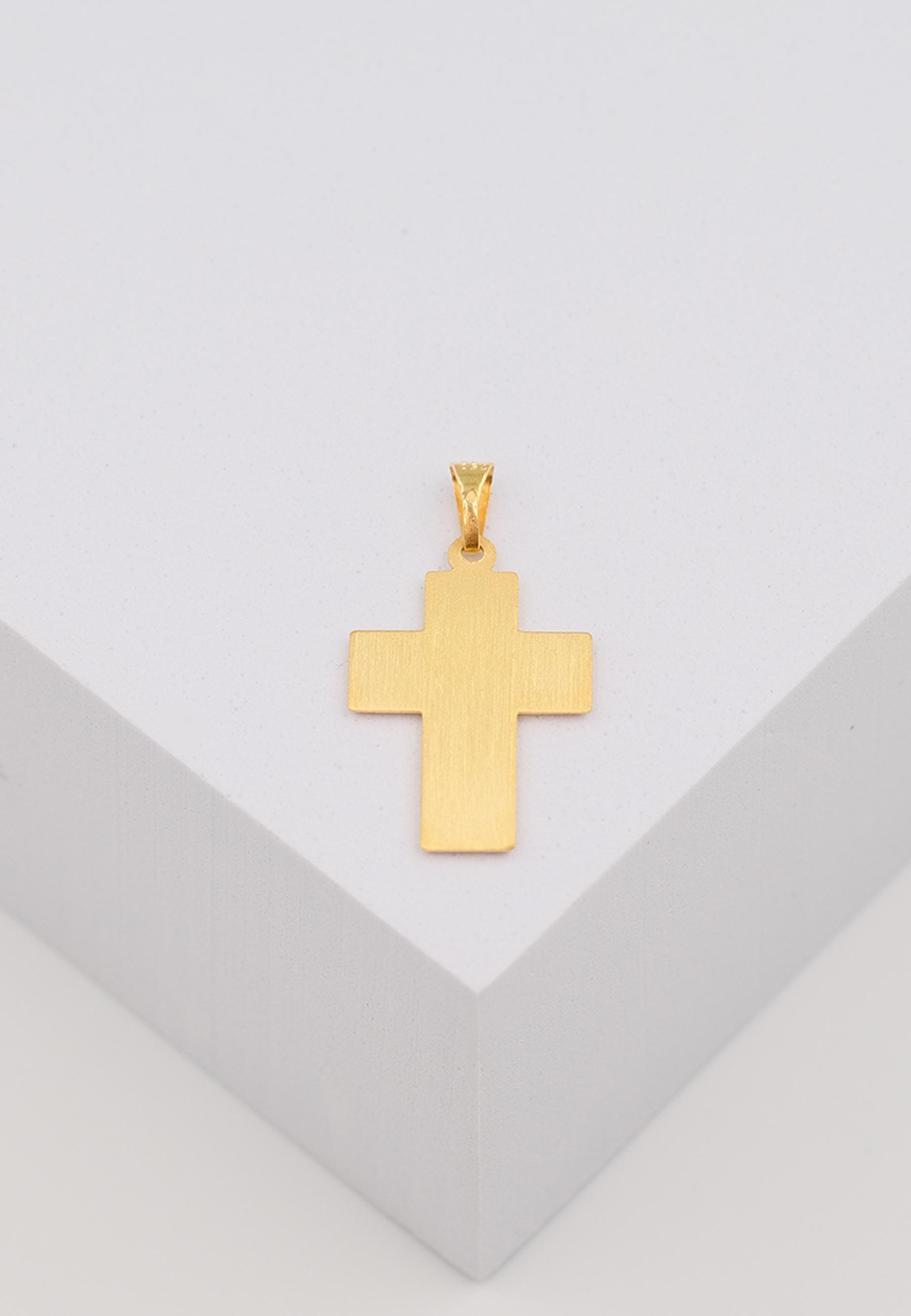 MUAU Schmuck Anhänger Kreuz Gelbgold 750, 28x15mm