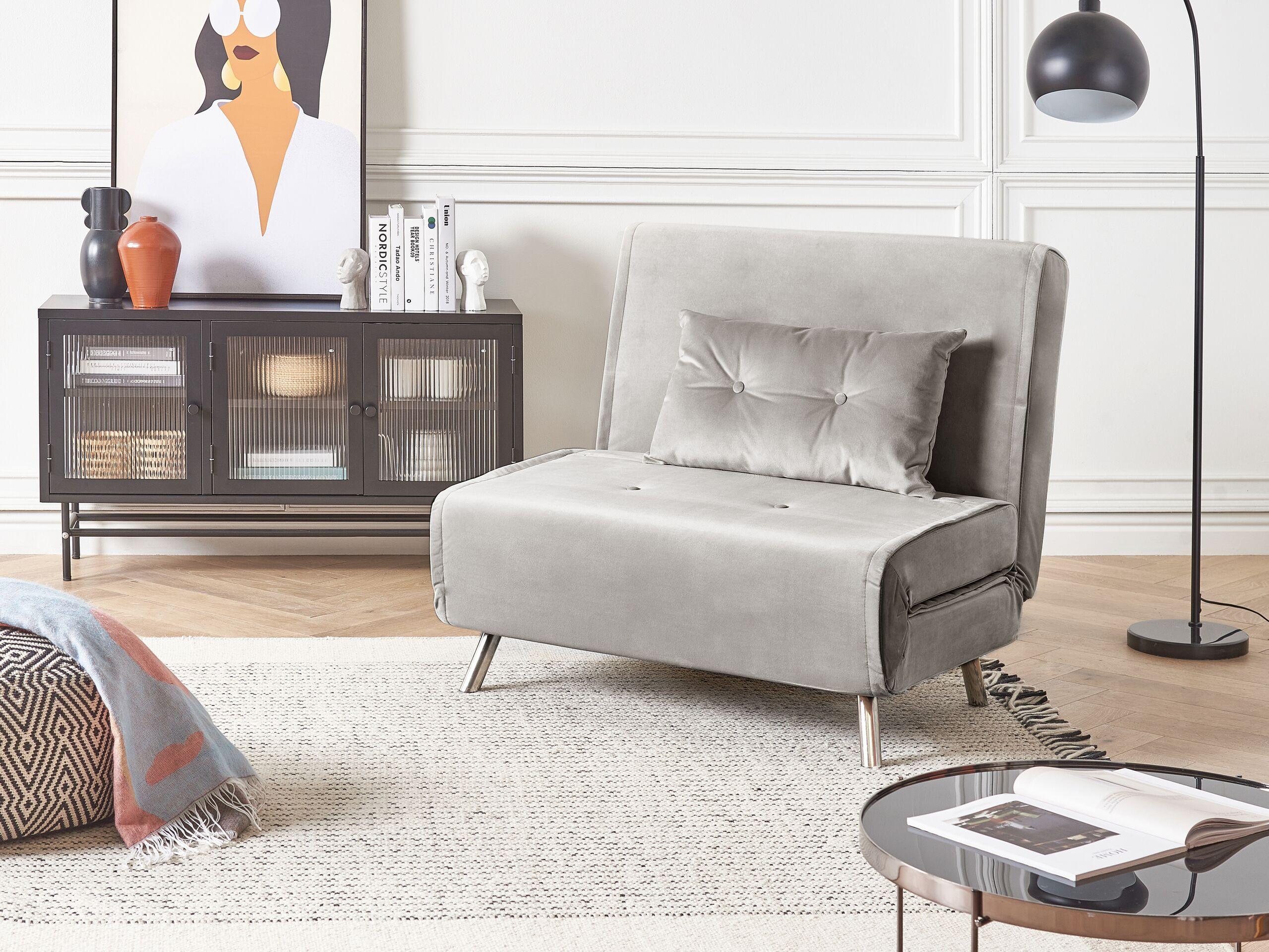 Beliani Schlafsofa aus Samtstoff Modern FARRIS