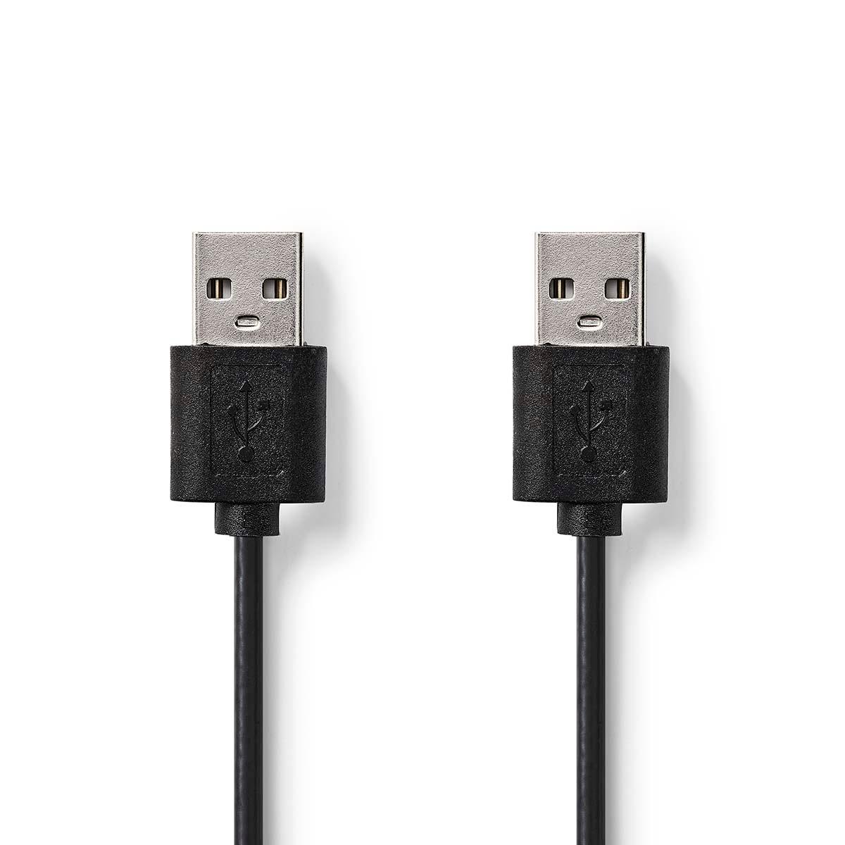 Nedis USB-Kabel | USB 2.0 | USB-A Stecker | USB-A Stecker | 480 Mbps | Vernickelt | 2,00 m | Rund | PVC | Schwarz | Etikett