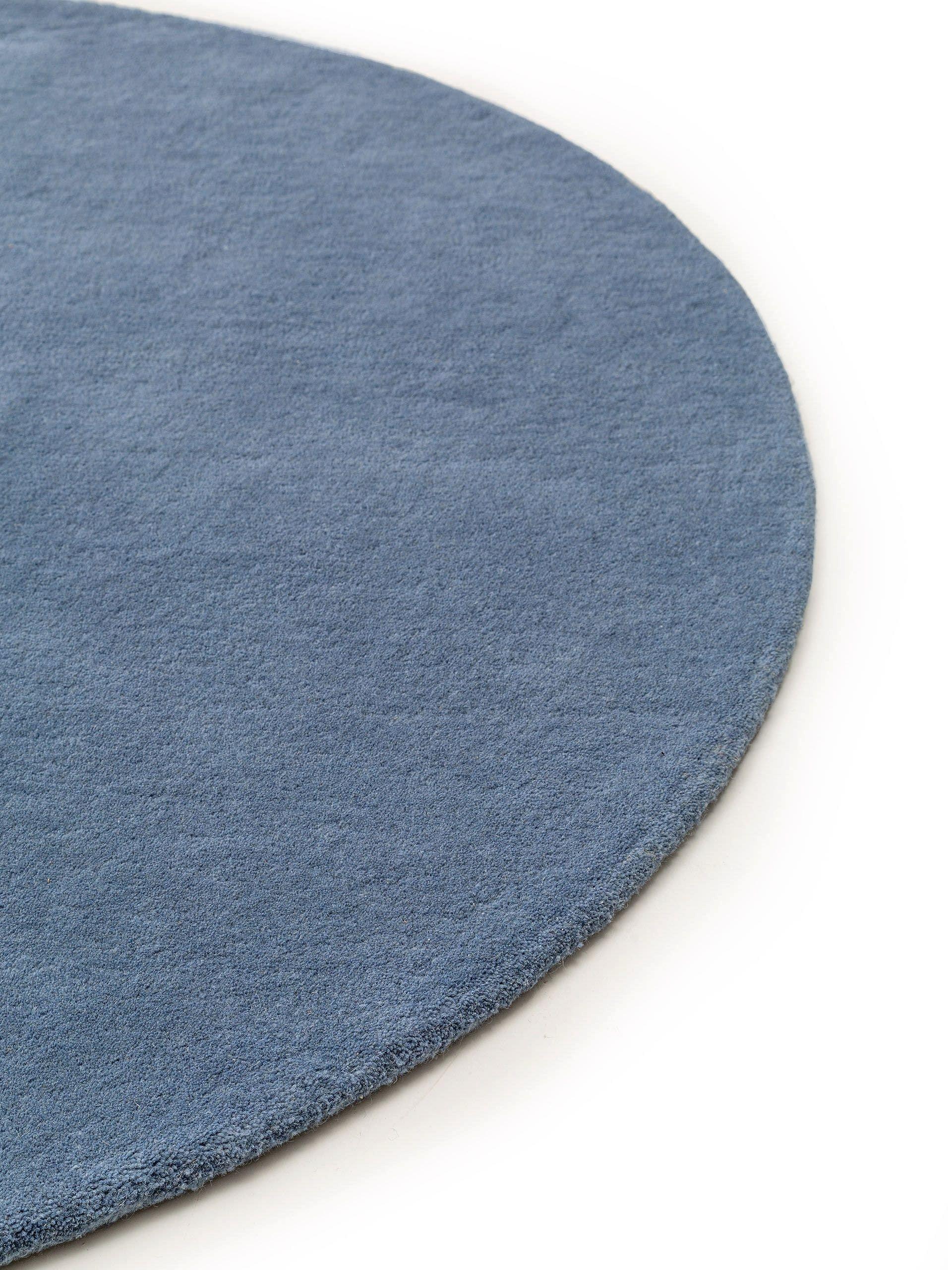 Benuta Wollteppich rund Bent Blau
