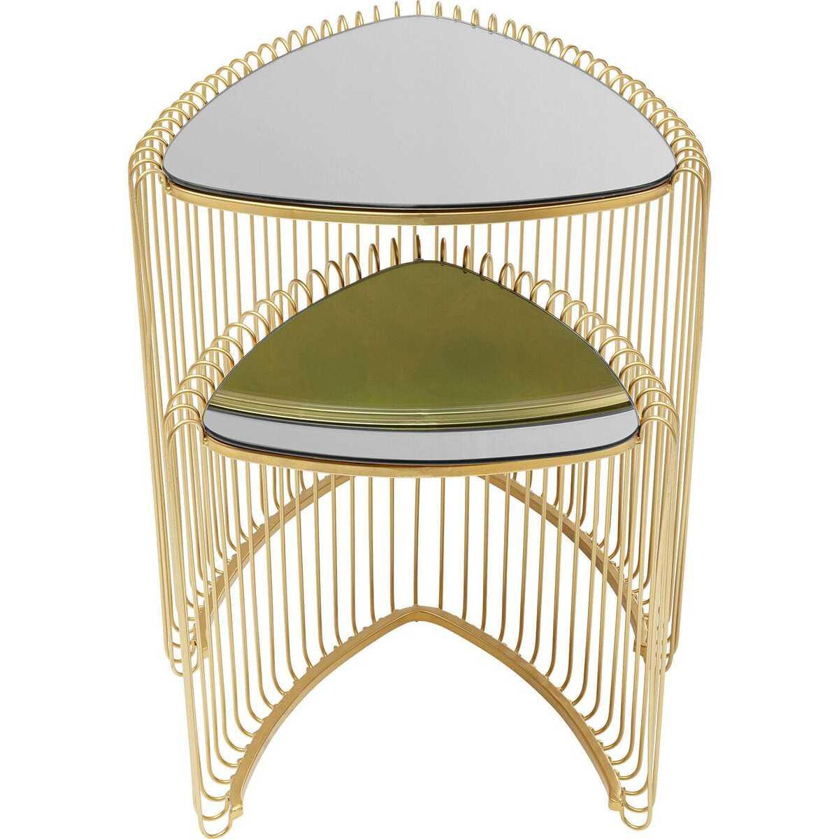 KARE Design Beistelltisch Wire Triangle gold (2er-Set)