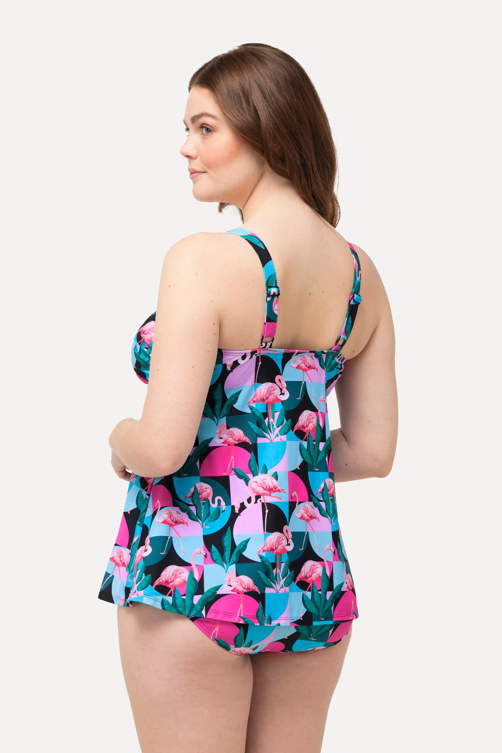 Ulla Popken Tankini, Flamingos, Softcups, Träger verstellbar