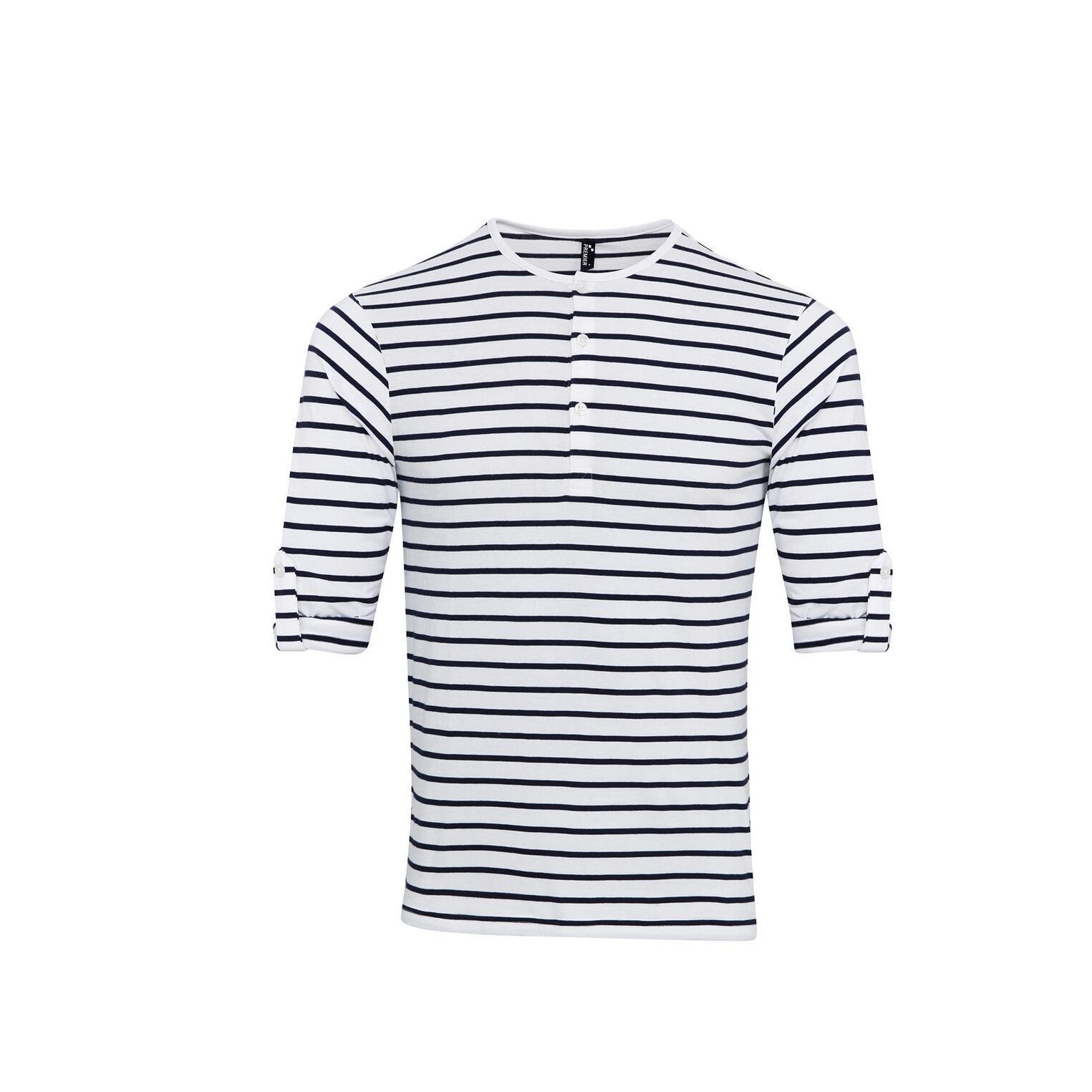 PREMIER Preier Long John Gestreiftes Henley T-Shirt