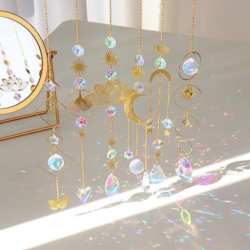 Alopini Sonnenfänger ,6 Stück Lotus Perlen Anhänger Dekoration,hängende Fensterdekoration,Kristall-Sonnenfänger