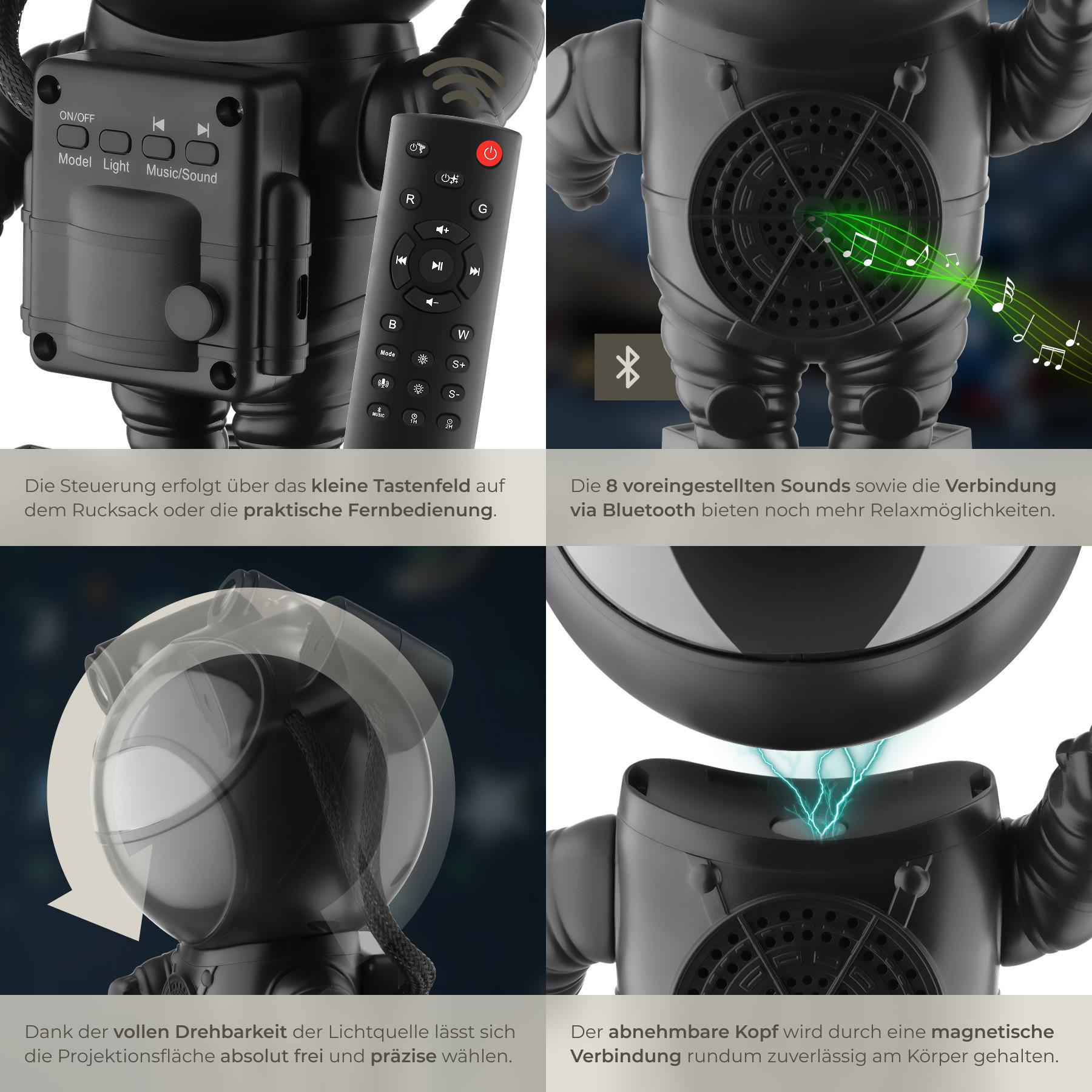 Tectake LED-Sternenhimmel-Projektor Astronaut, inkl. Bluetooth