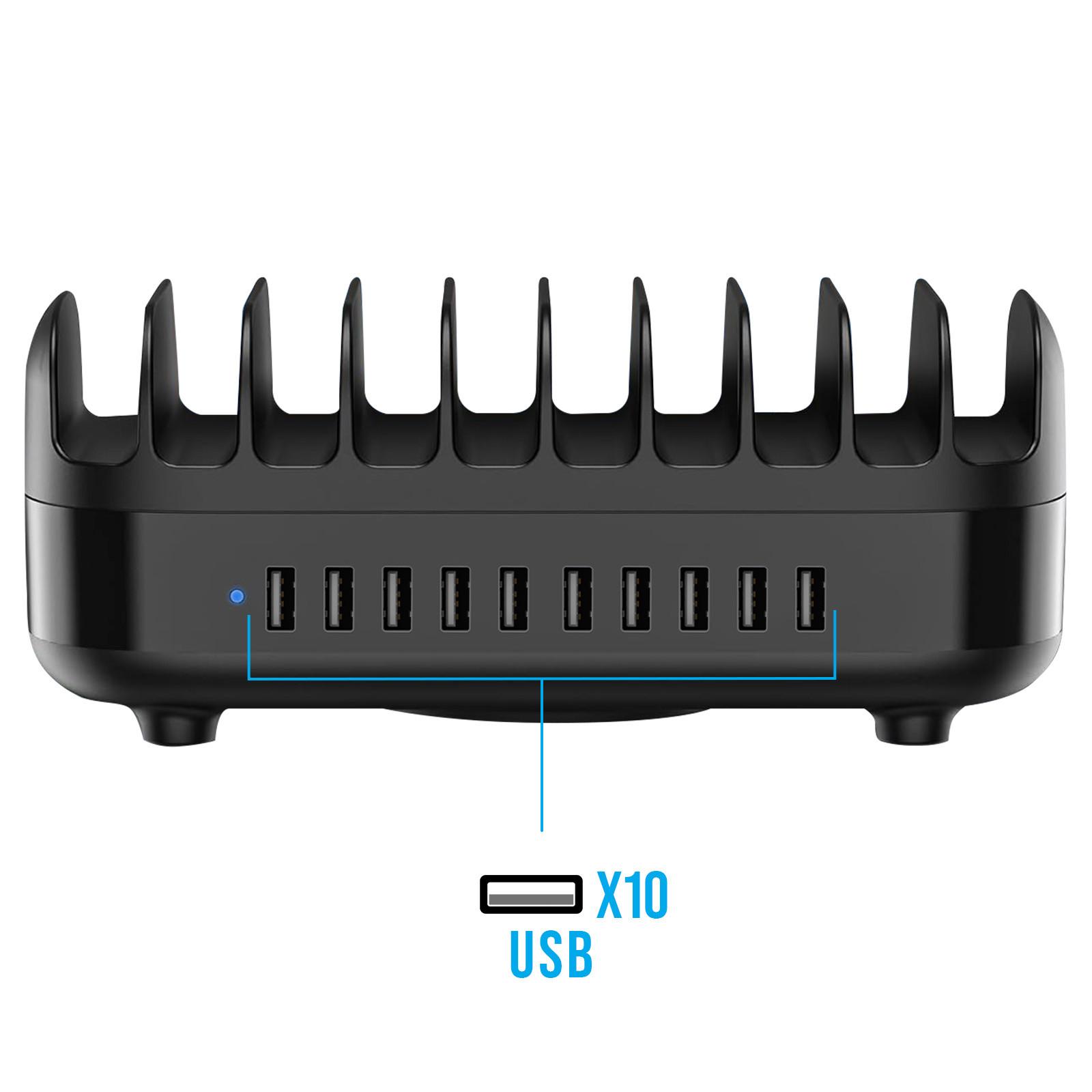 Avizar Ladestation 120W 10 USB Schwarz