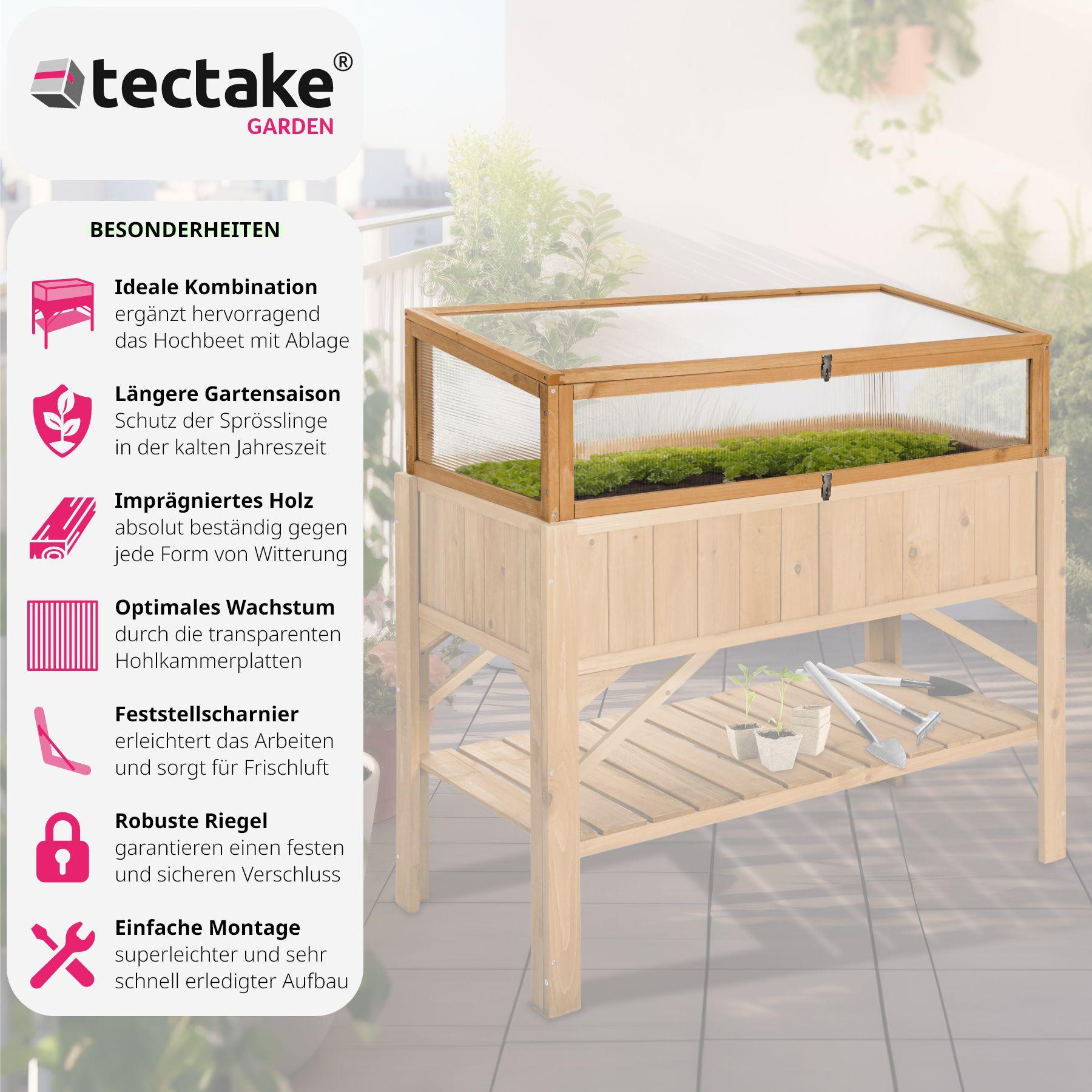 Tectake Frühbeet-Aufsatz für Hochbeet 115x53x34cm