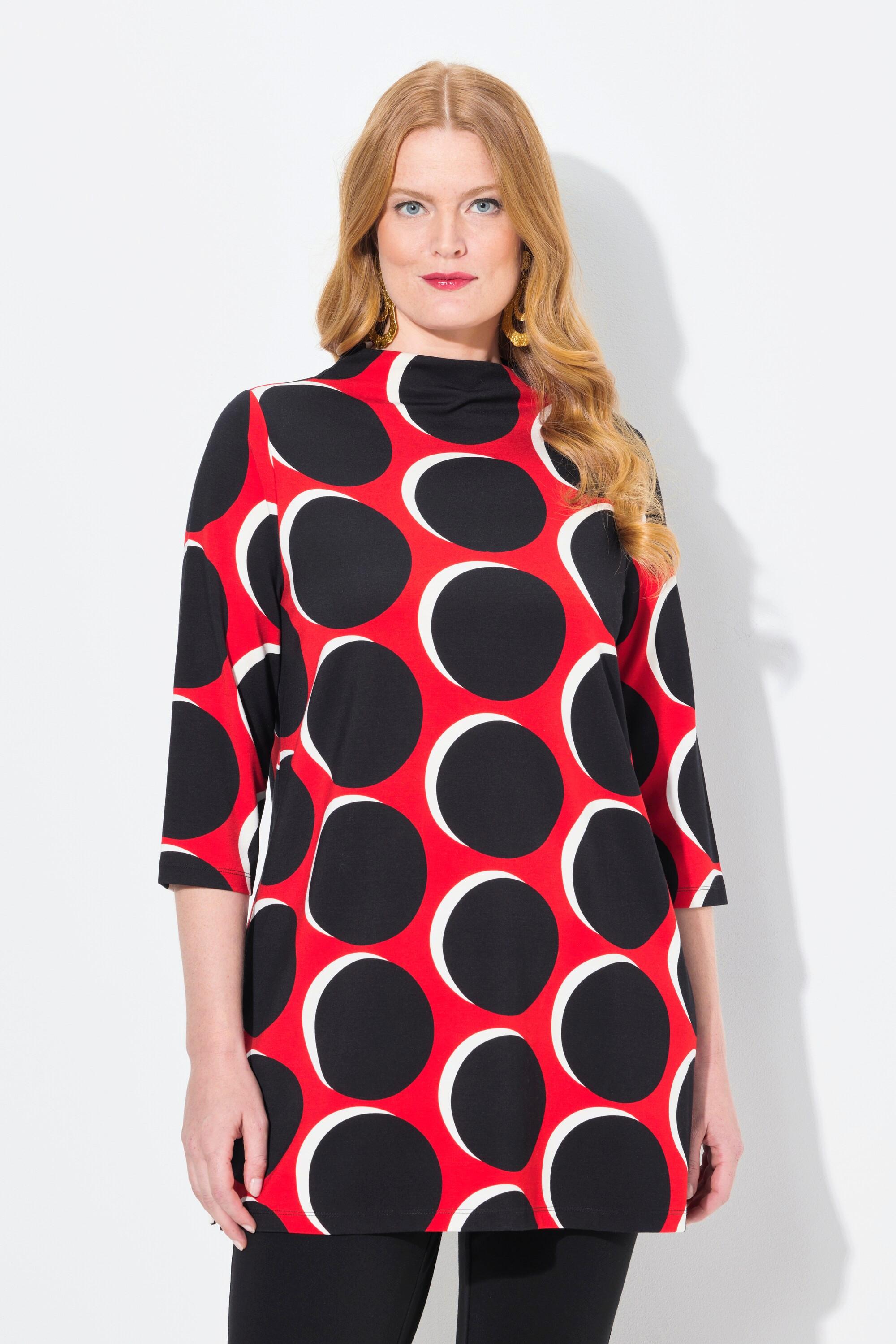Ulla Popken Sweatshirt, Punkte, A-Linie, Stehkragen, 3/4-Arm