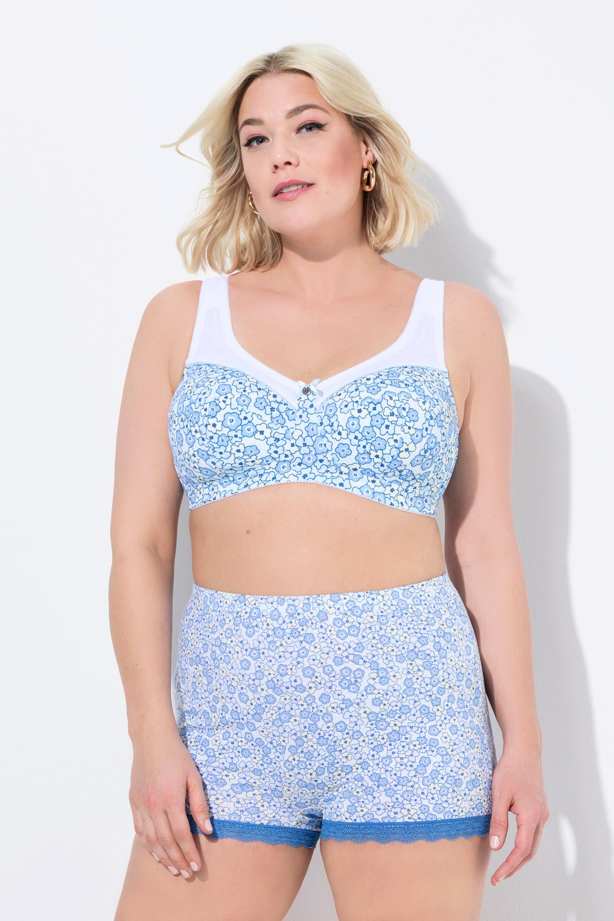 Ulla Popken Pantys, 3er-Pack, Spitzensaum, Blumen-Muster/einfarbig