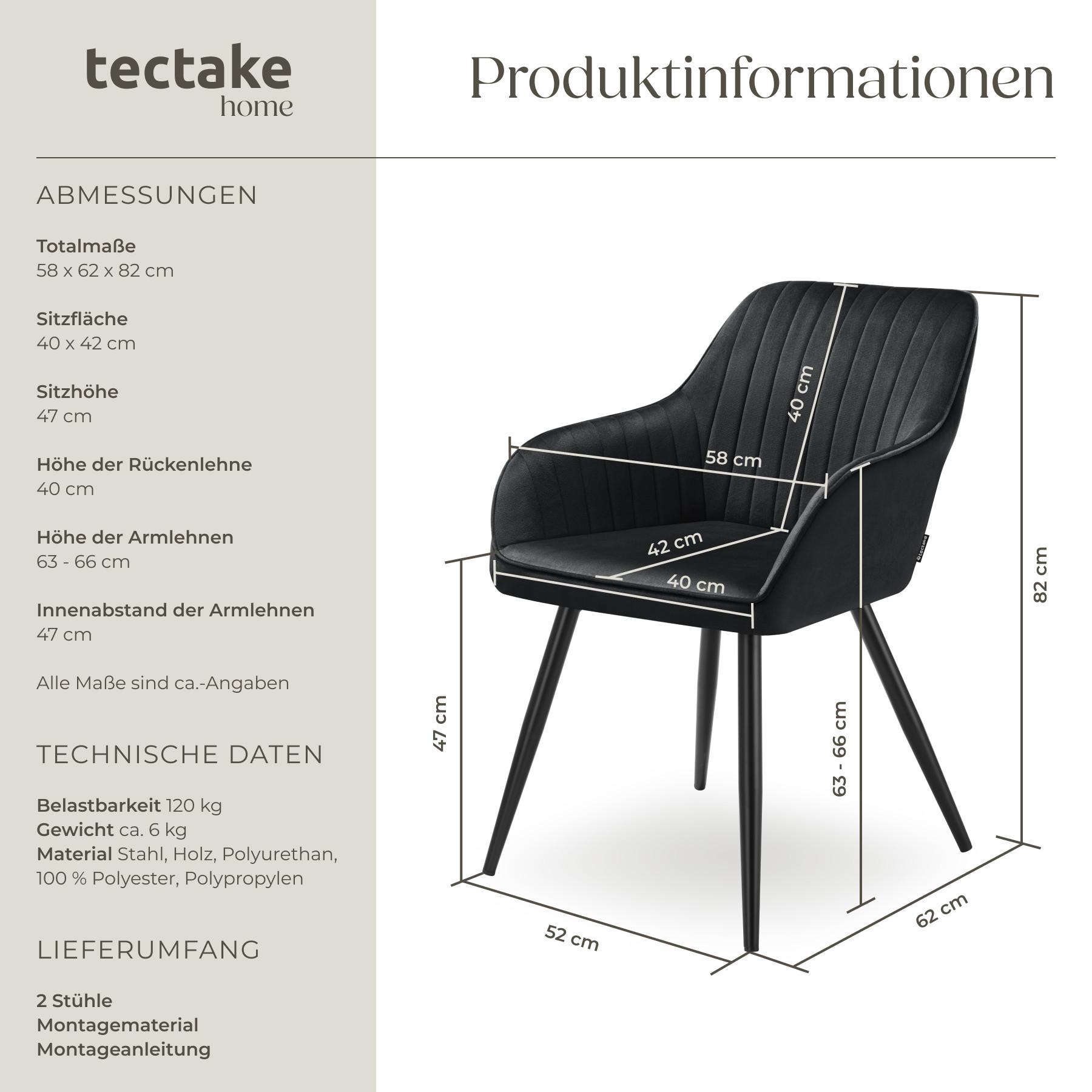 Tectake Stuhl Marilyn, Samtoptik, gesteppt