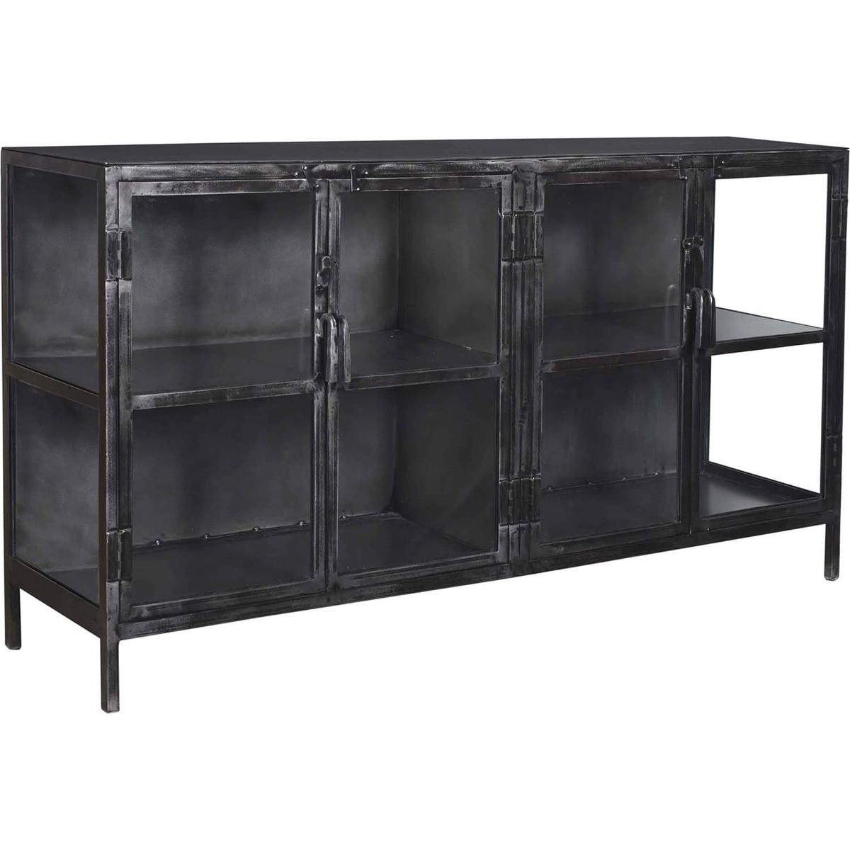 mutoni Sideboard Rift Metall 4 Türen Gun metal