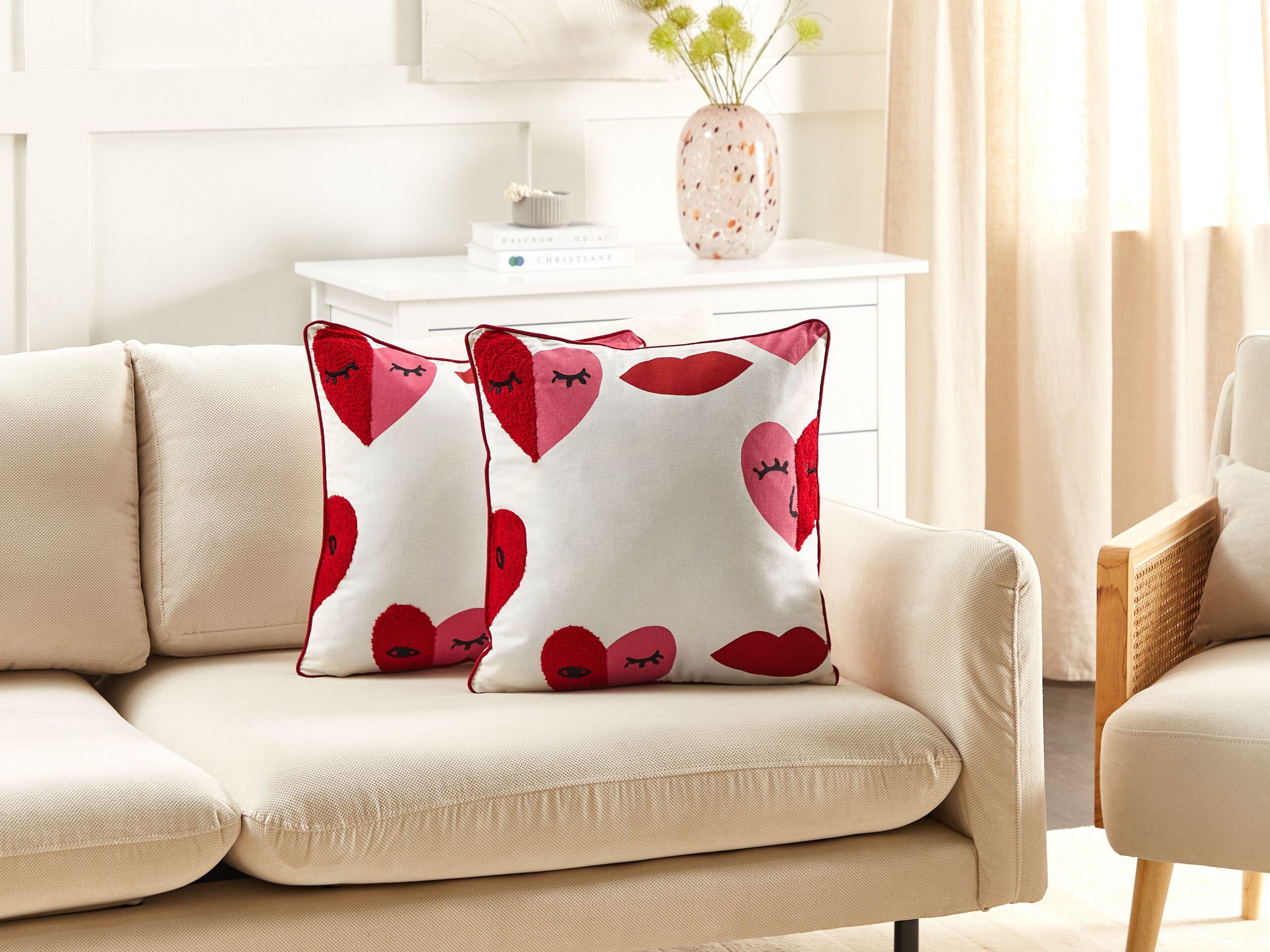 Beliani Dekokissen 2er Set aus Baumwolle Modern PERIWINKLE