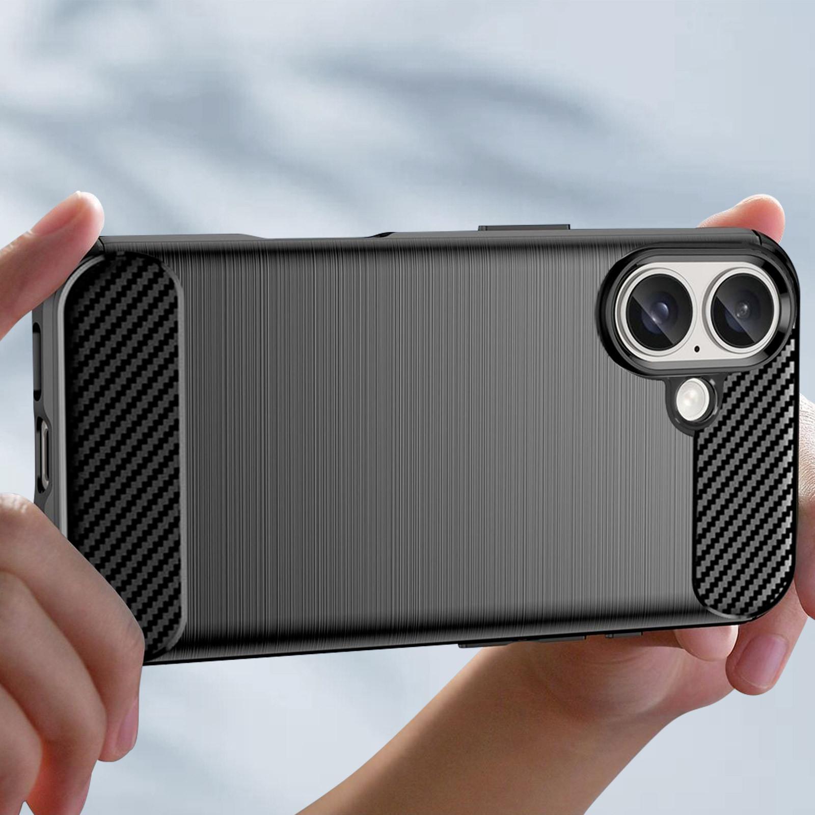 Avizar Carbon Hülle iPhone 16 Plus Schwarz