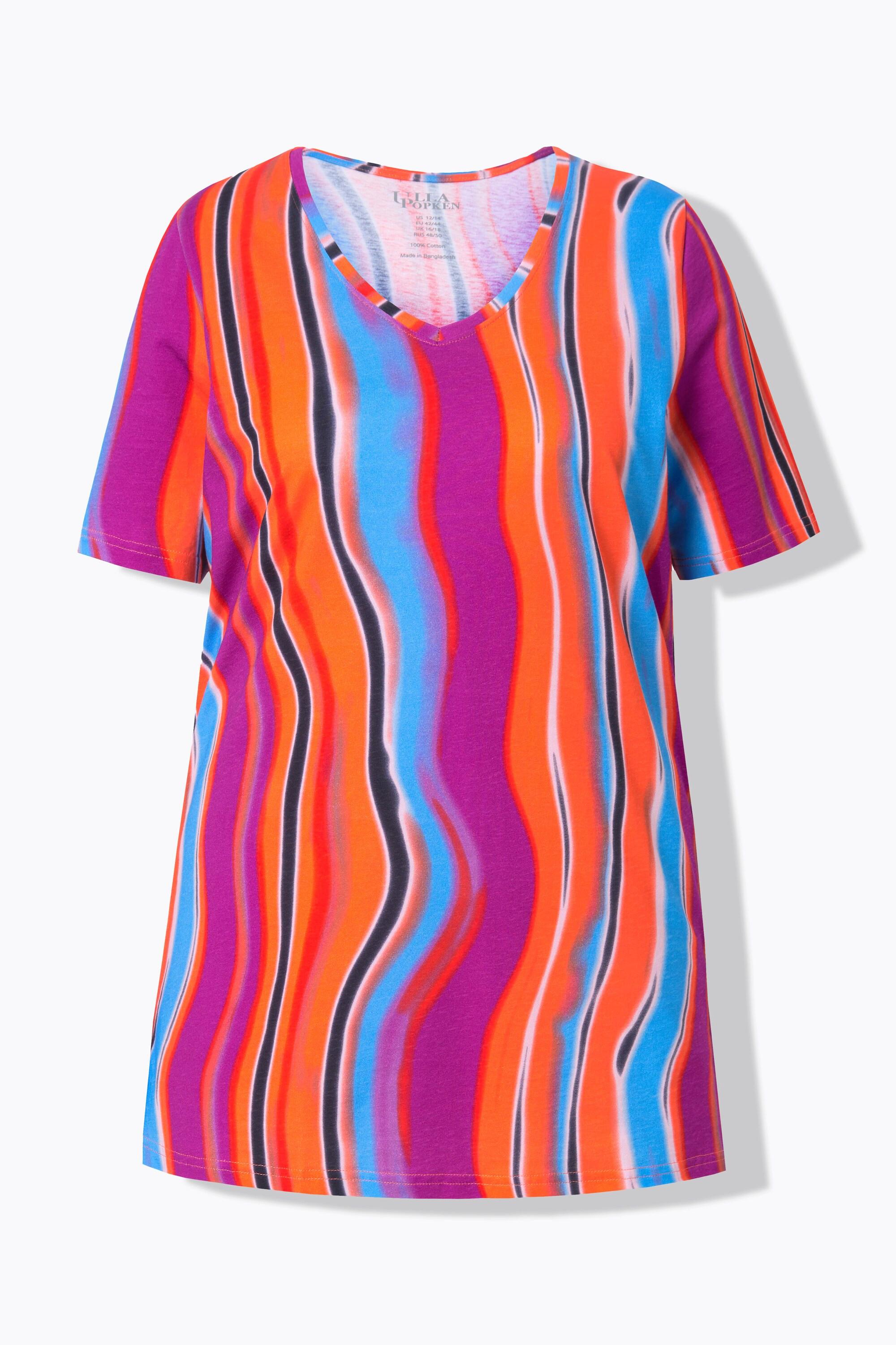 Ulla Popken A-Linie V-Ausschnitt Halbarm Longshirt