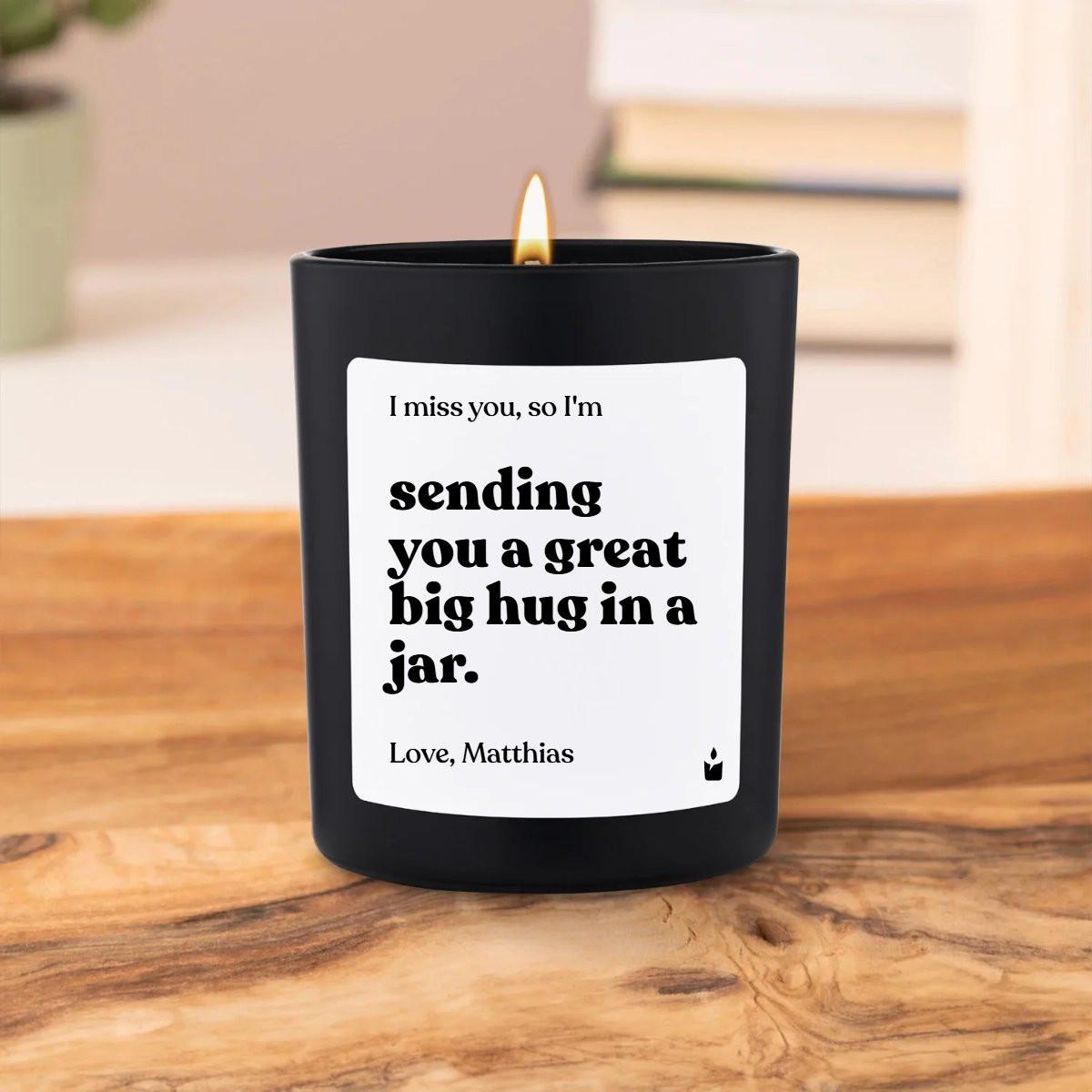 CandleHand Duftkerze Woody I miss you, so I'm sending you a great big hug in a jar.