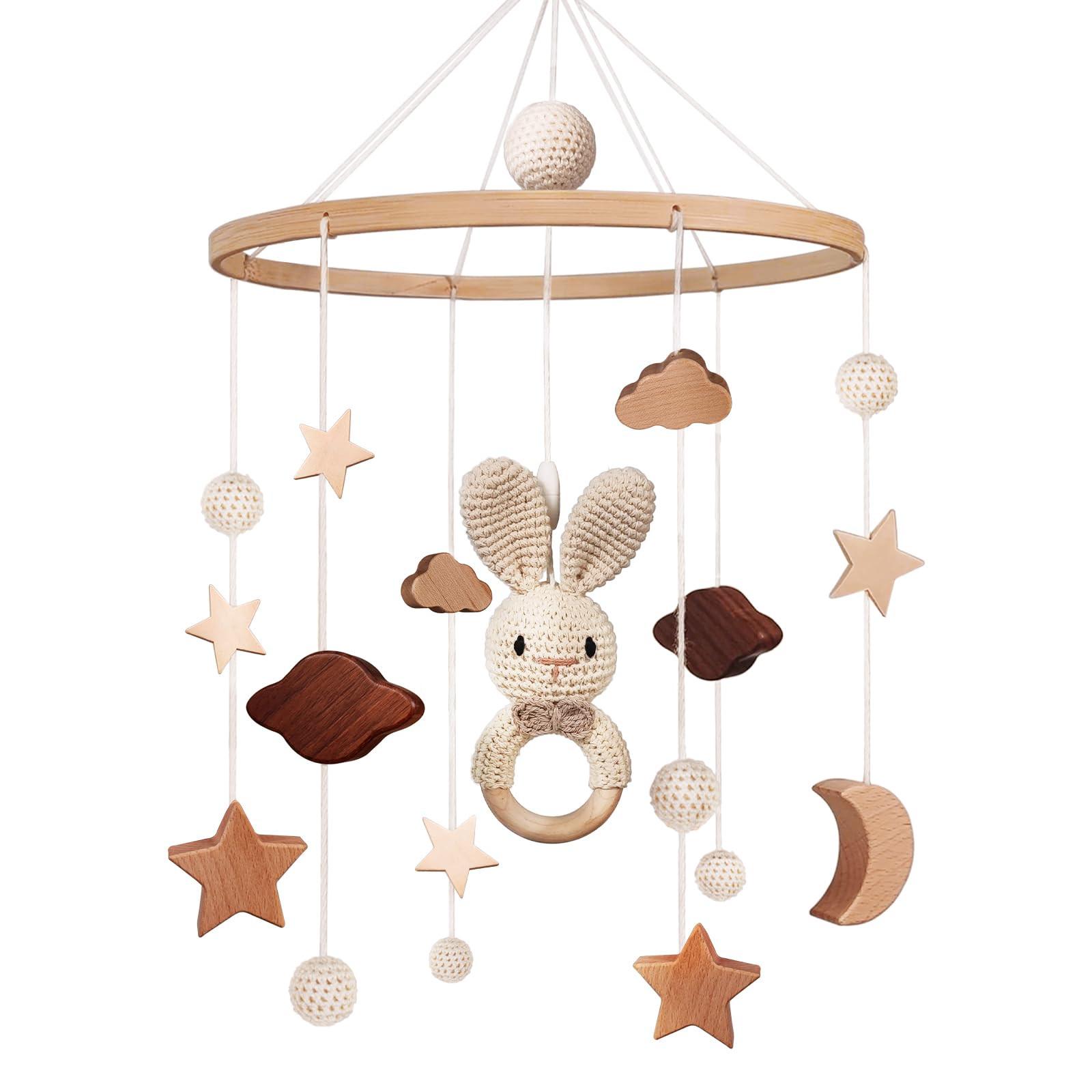 Activity-board Mobile Babybettchen Bettchen Glocke Windspiel Baby mit Wolken Sterne