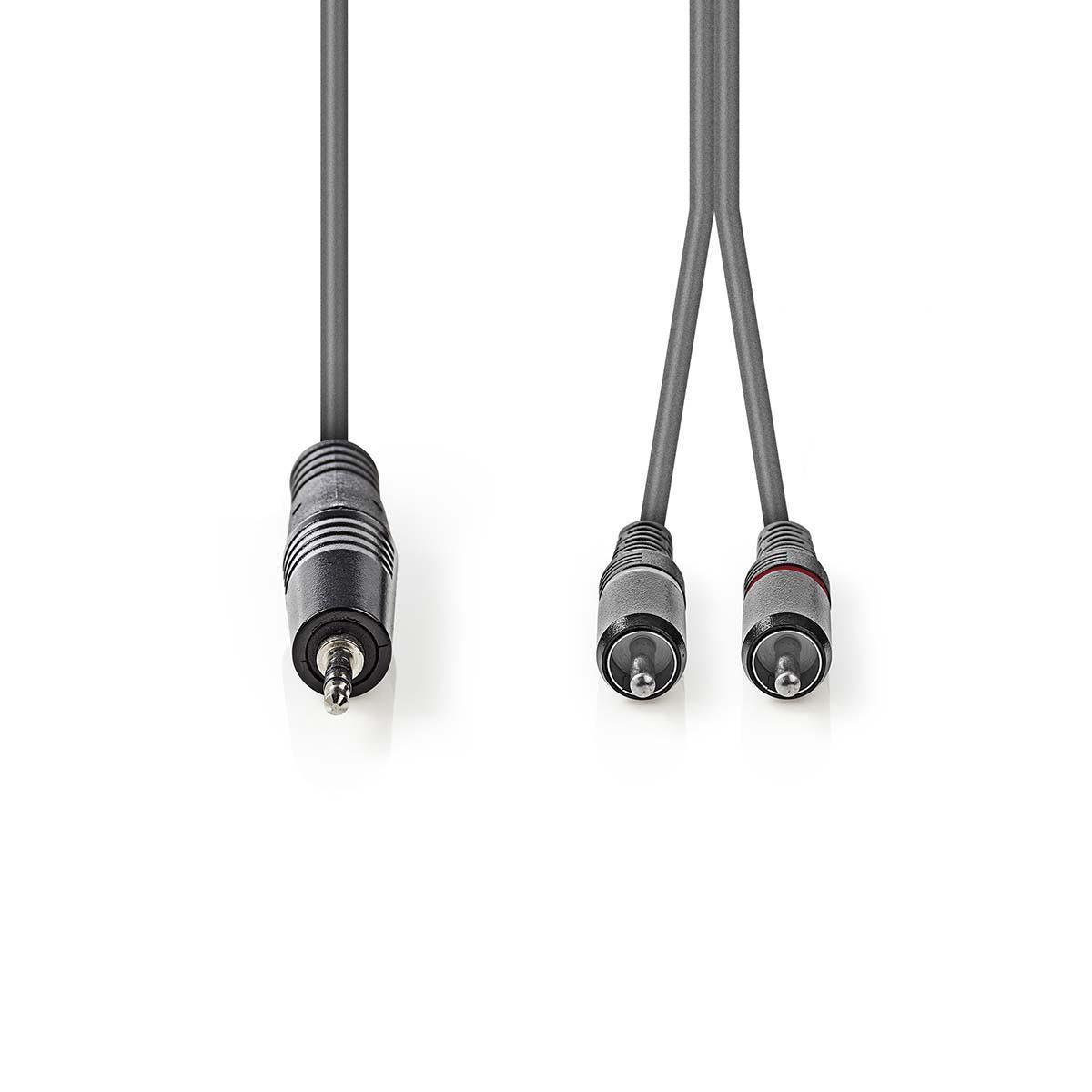 Nedis Stereoljudkabel | 3,5 mm Hane | 2x RCA Hane | Nickelplaterad | 1,50 m | Rund | Mörkgrå | Papphülle