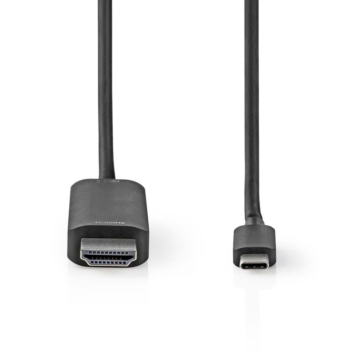 Nedis USB-C ™ Adapter | USB 3.2 Gen 1 | USB-C ™ Männlich | HDMI ™ -Kontakt | 4K@60Hz | 2,00 m | Runde | Nickel -plattiert | PVC | Schwarz | Etikett