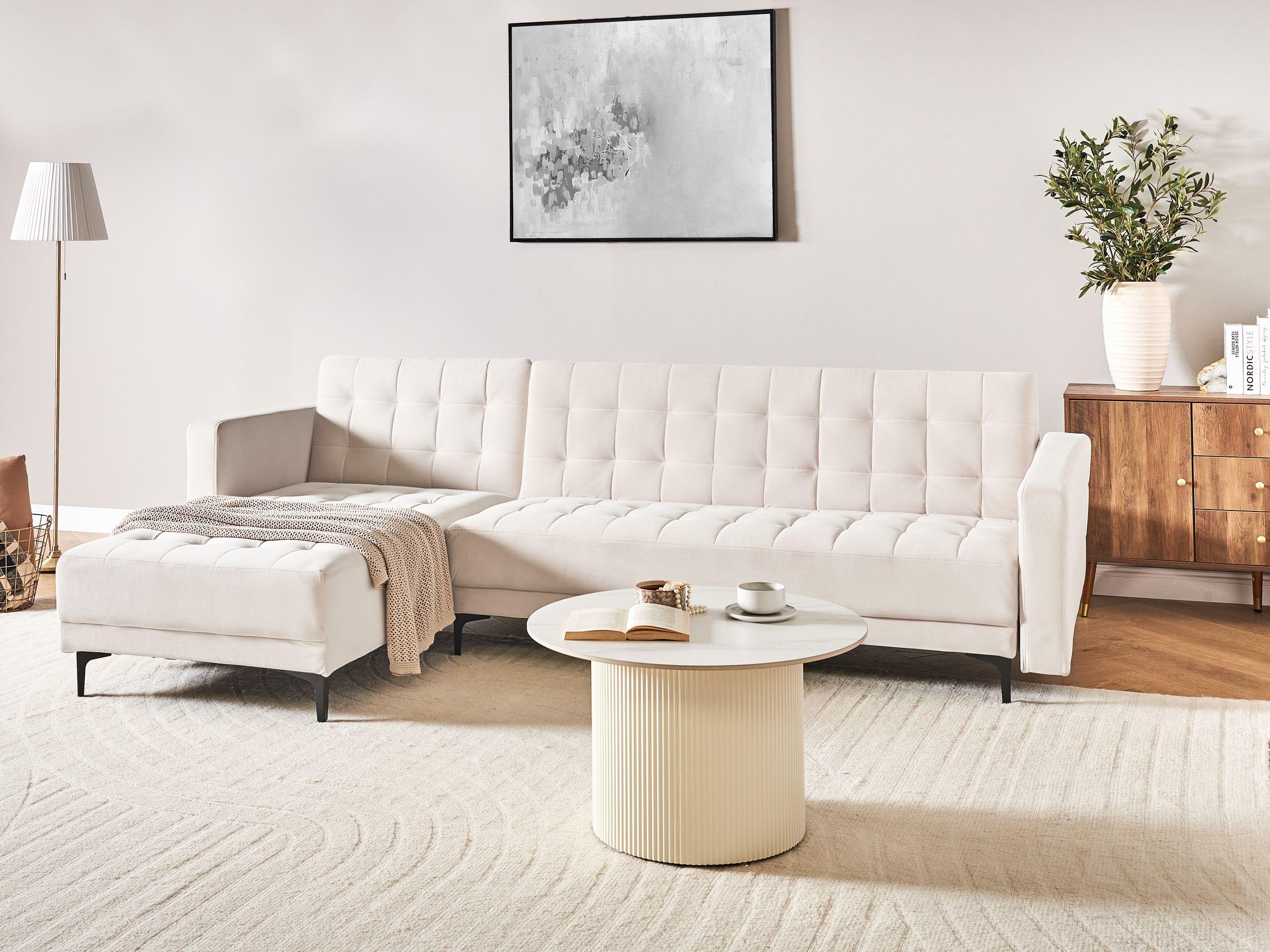 Beliani Rechtsseitiges Ecksofa aus Samtstoff Modern ABERDEEN