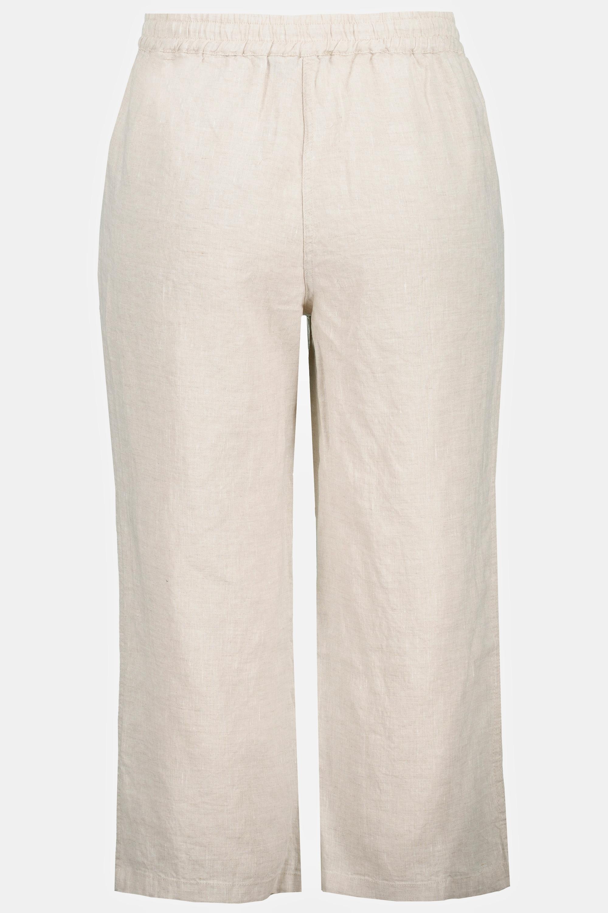 Ulla Popken 7/8 Leinenhose mit elastischem Bund