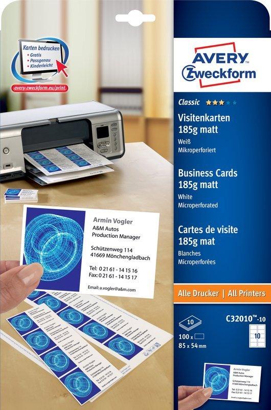 Avery-Zweckform AVERY ZWECKFORM Prof. Visitenkarten Univer. A4, 100 Blatt