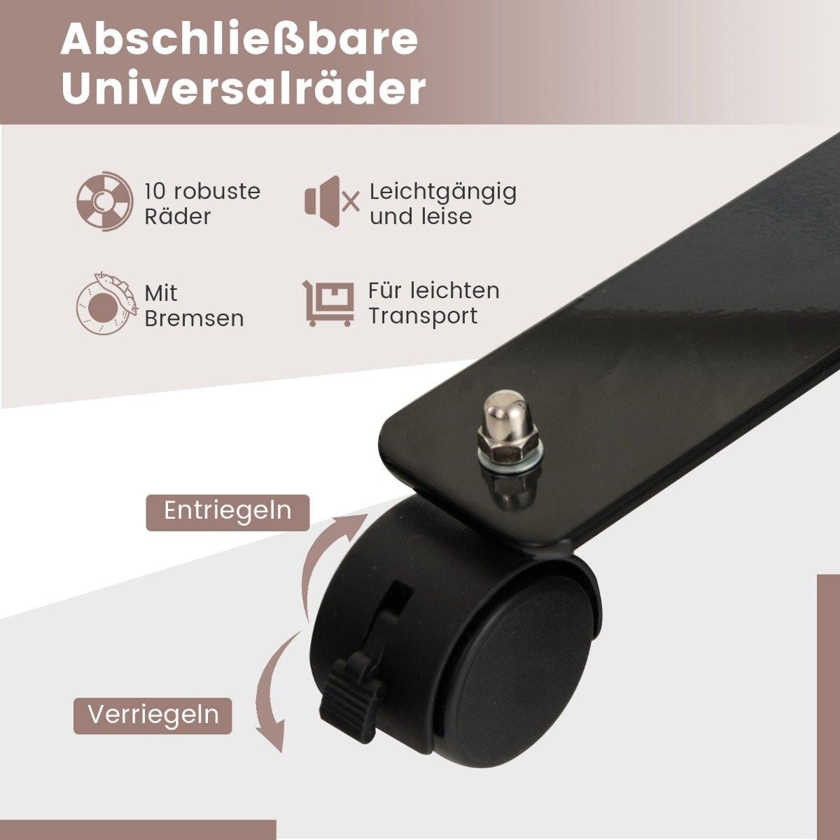 B2X 6-Teiliger Faltbarer Raumteiler Hoher Sichtschutz mit Feststellbaren Rädern Beige