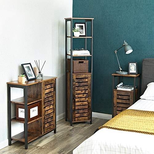 Pricenet Rustikaler industrieller Hochschrank mit Regalen