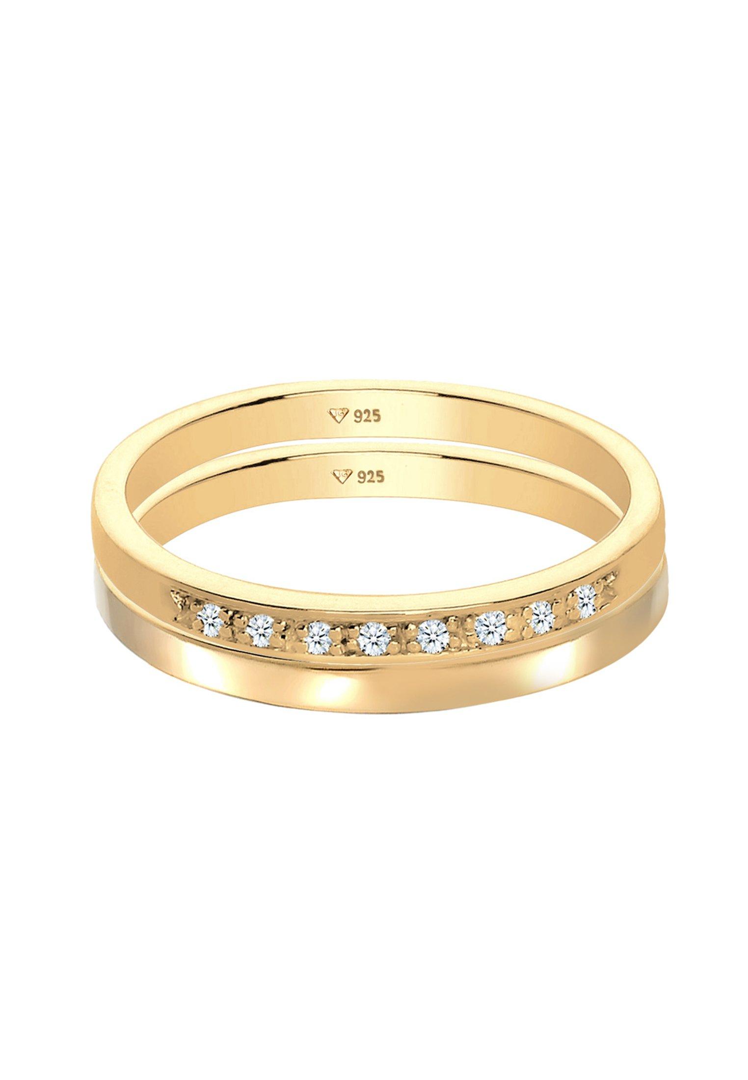 Elli Ring Basic Memoire Diamant (0.04 Ct) 2Er Set 925 Silber