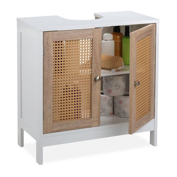 B2X Waschbeckenschrank mit Rattantüren