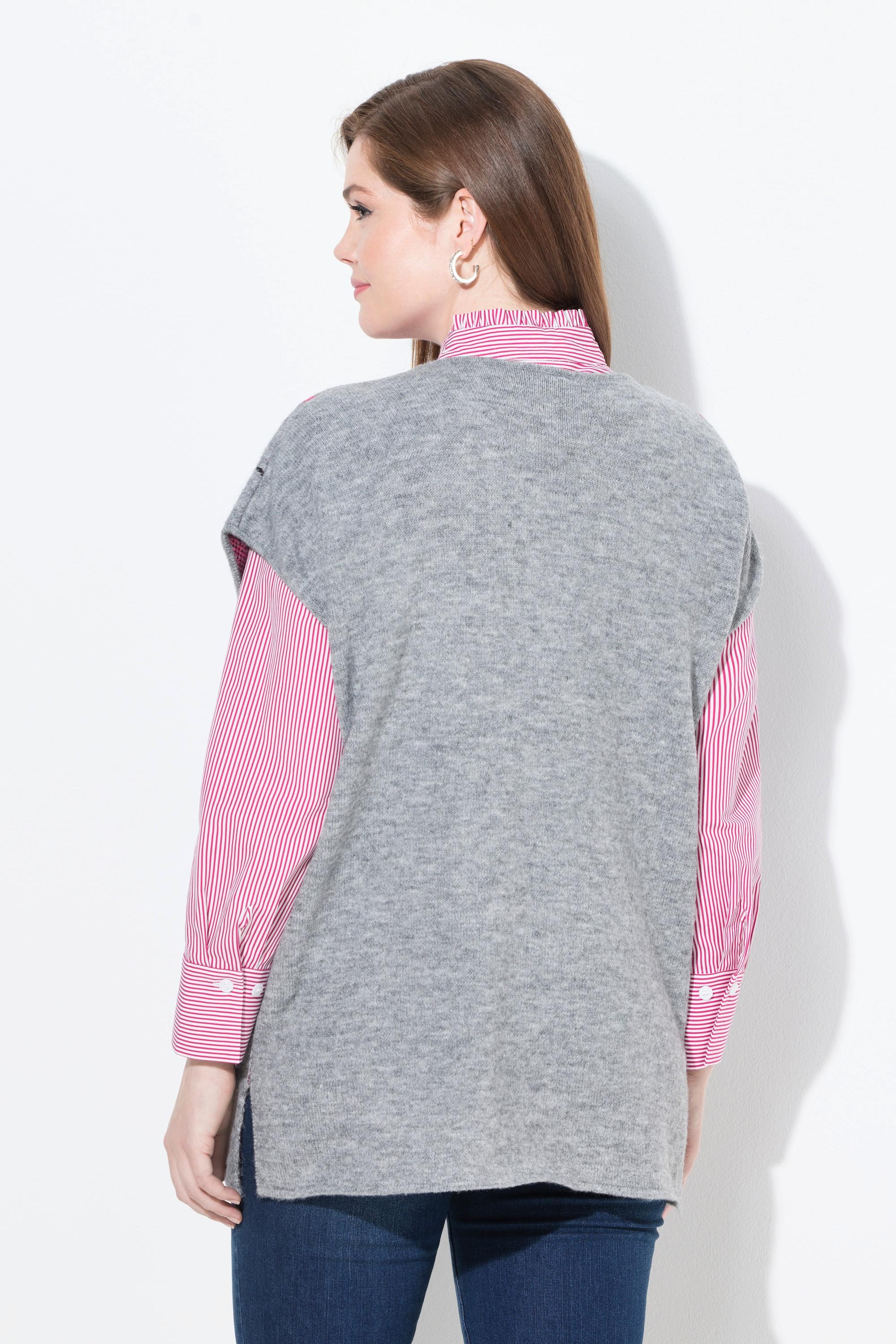 Ulla Popken Pullunder, V-Ausschnitt, Rhombenmuster, ärmellos