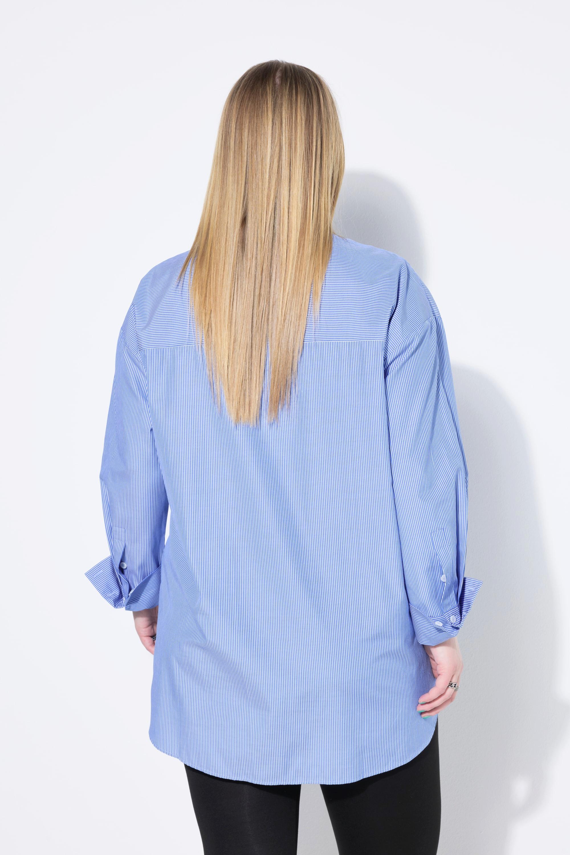 Studio Untold Hemdbluse, oversized, Streifen, bestickte Tasche