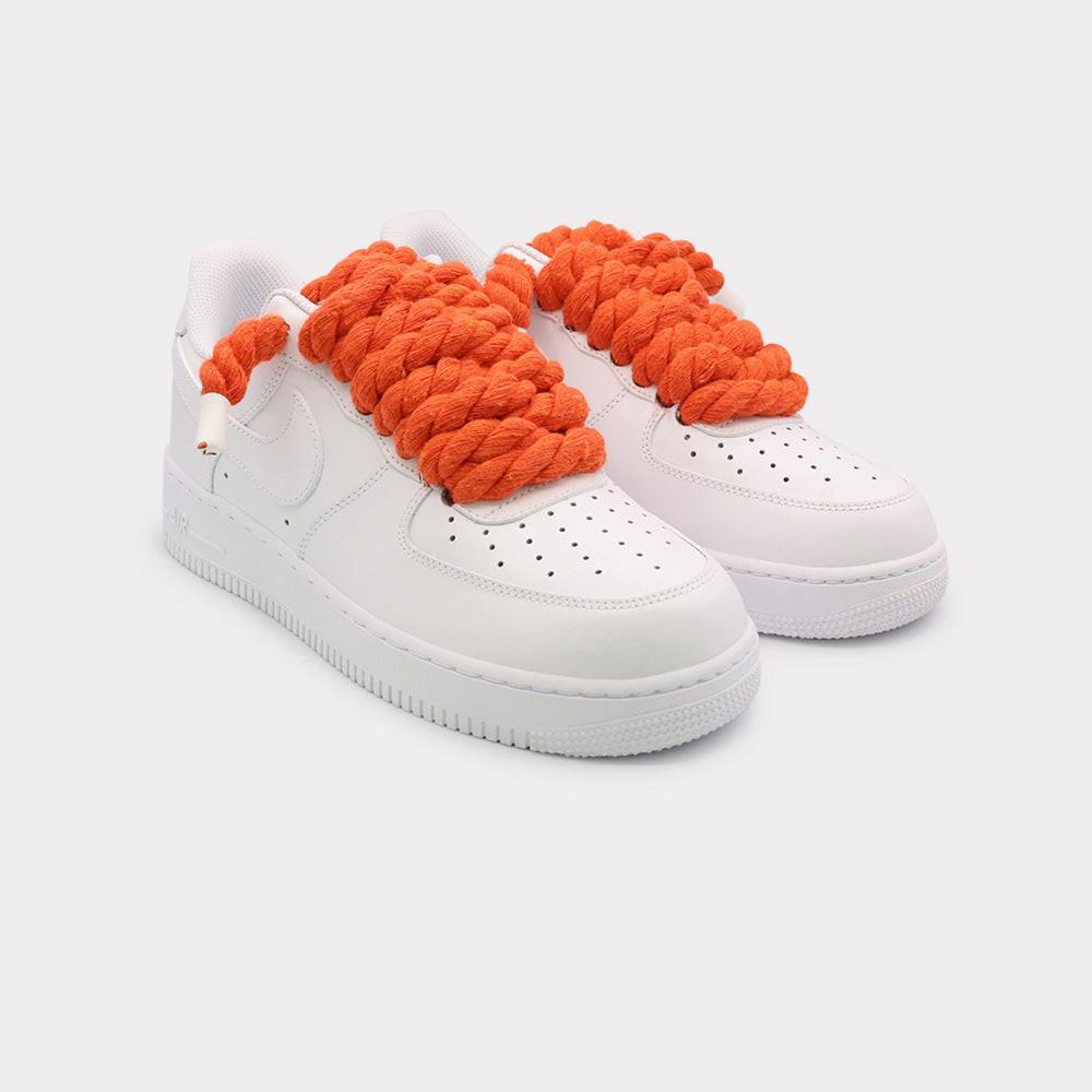 NIKE Air Force 1 White - Rope Lace Orange